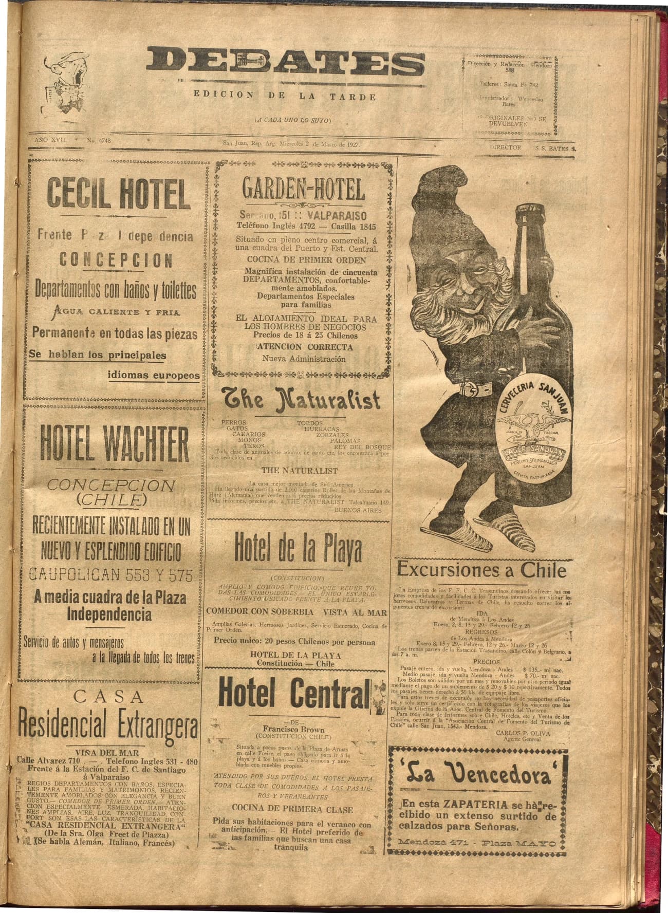 Portada · Diario Debates del 2 de marzo de 1927