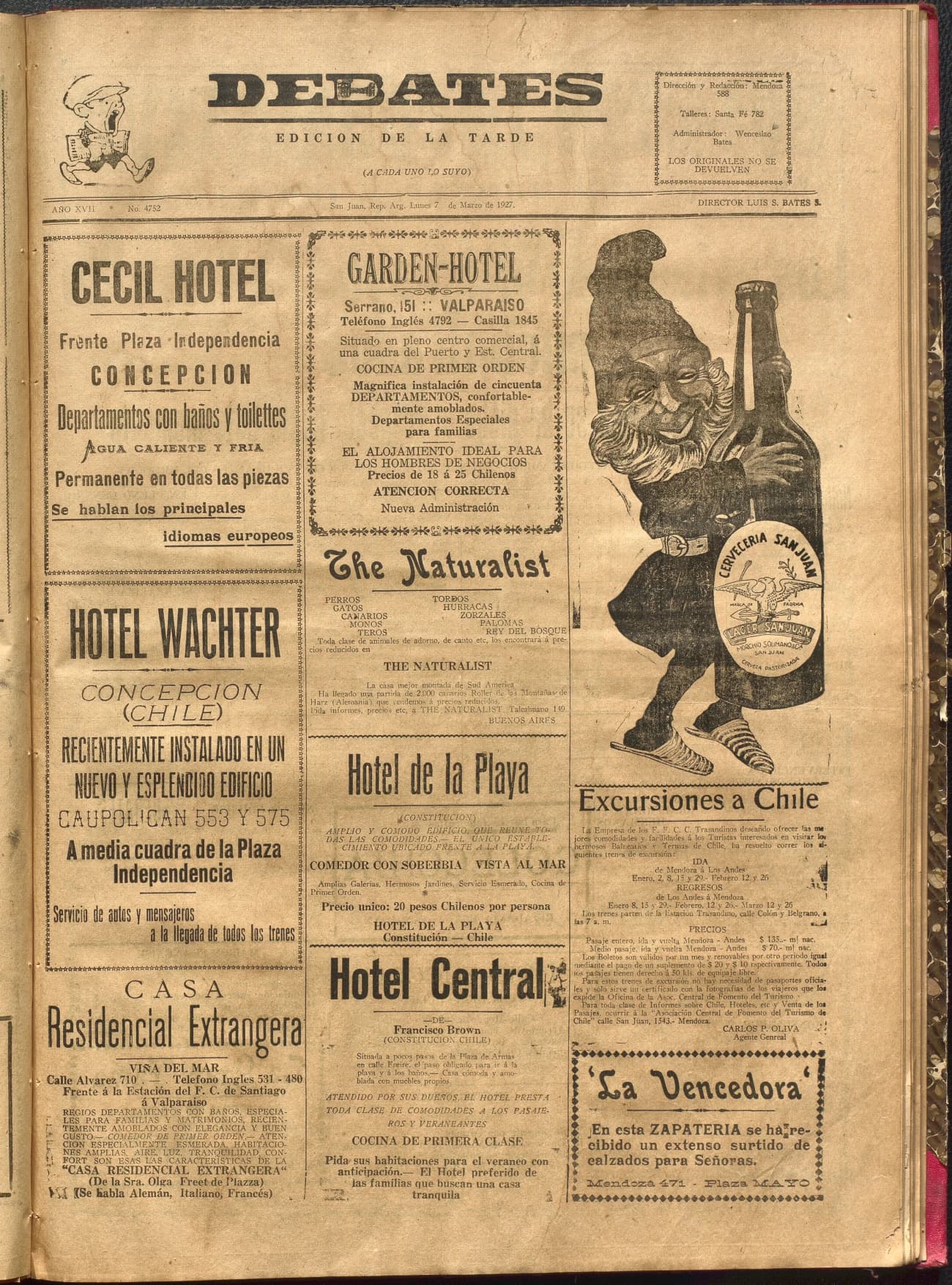 Portada · Diario Debates del 7 de marzo de 1927