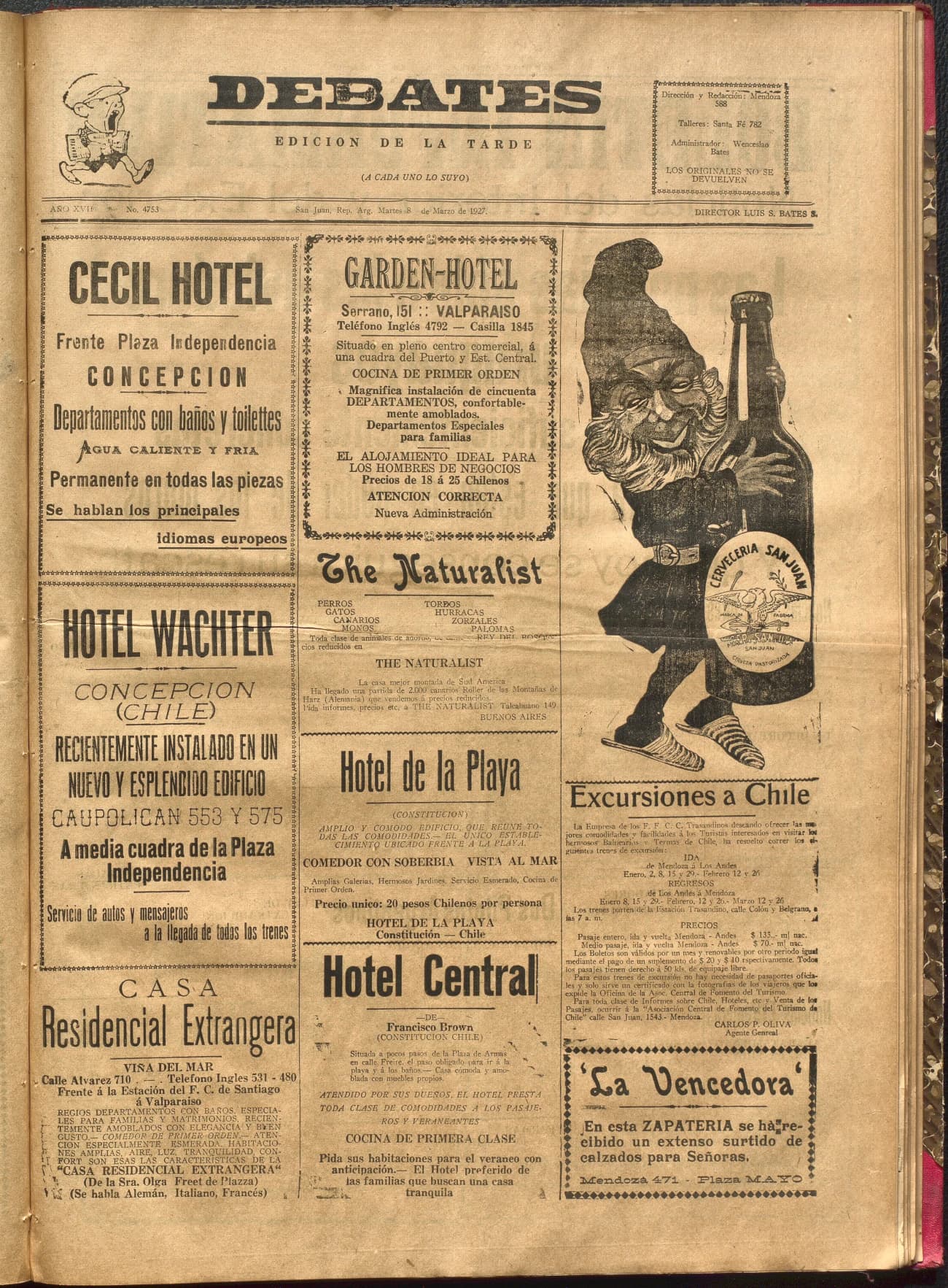Portada · Diario Debates del 8 de marzo de 1927