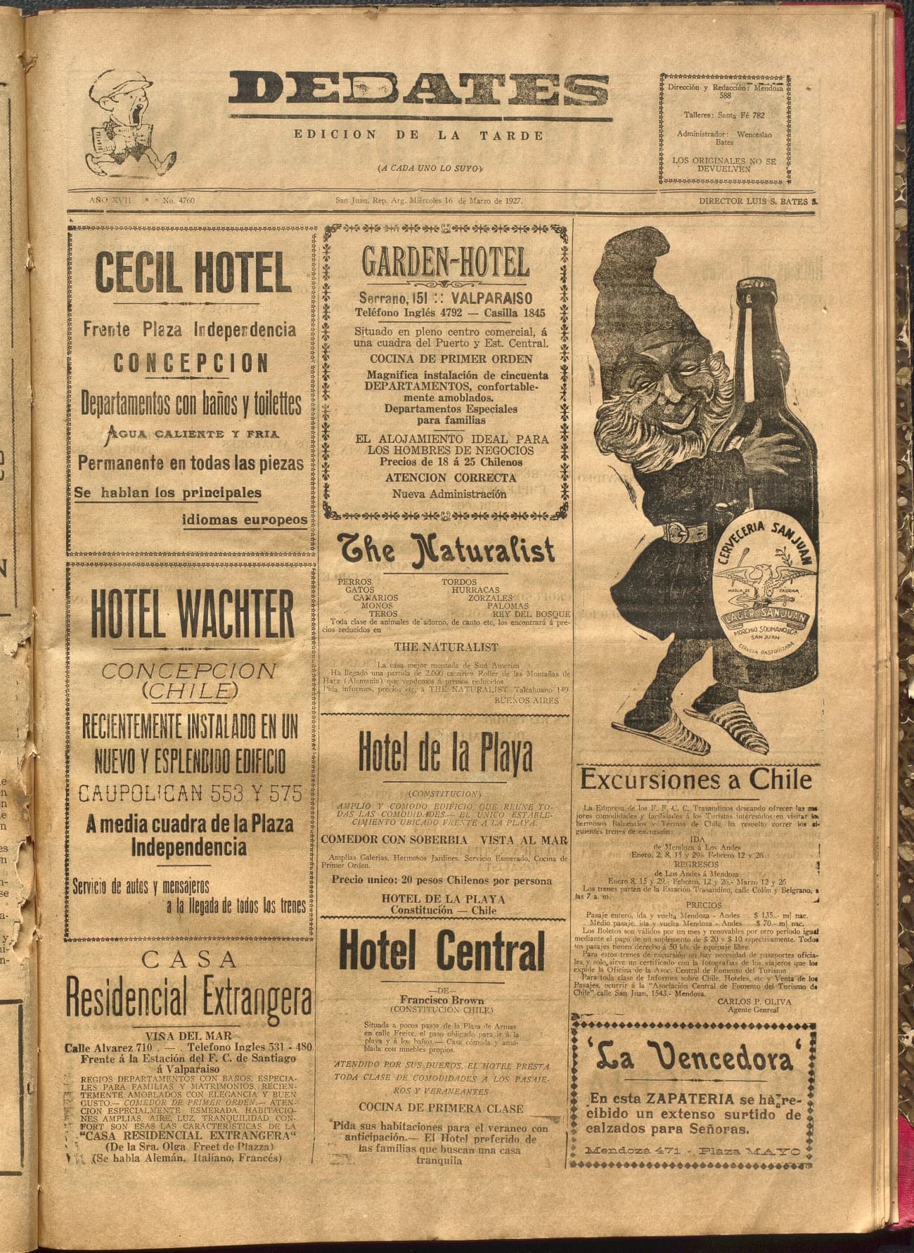 Portada · Diario Debates del 16 de marzo de 1927