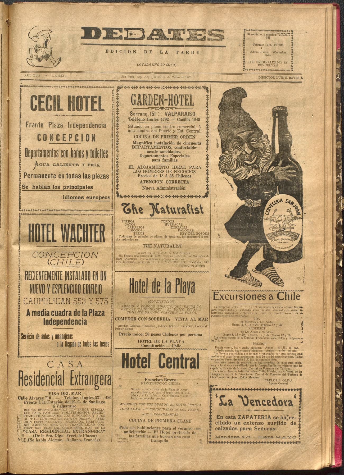 Portada · Diario Debates del 17 de marzo de 1927