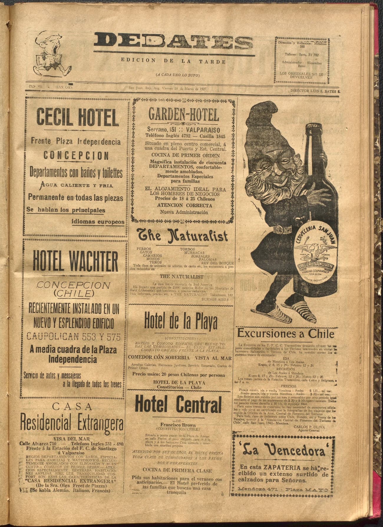 Portada · Diario Debates del 18 de marzo de 1927