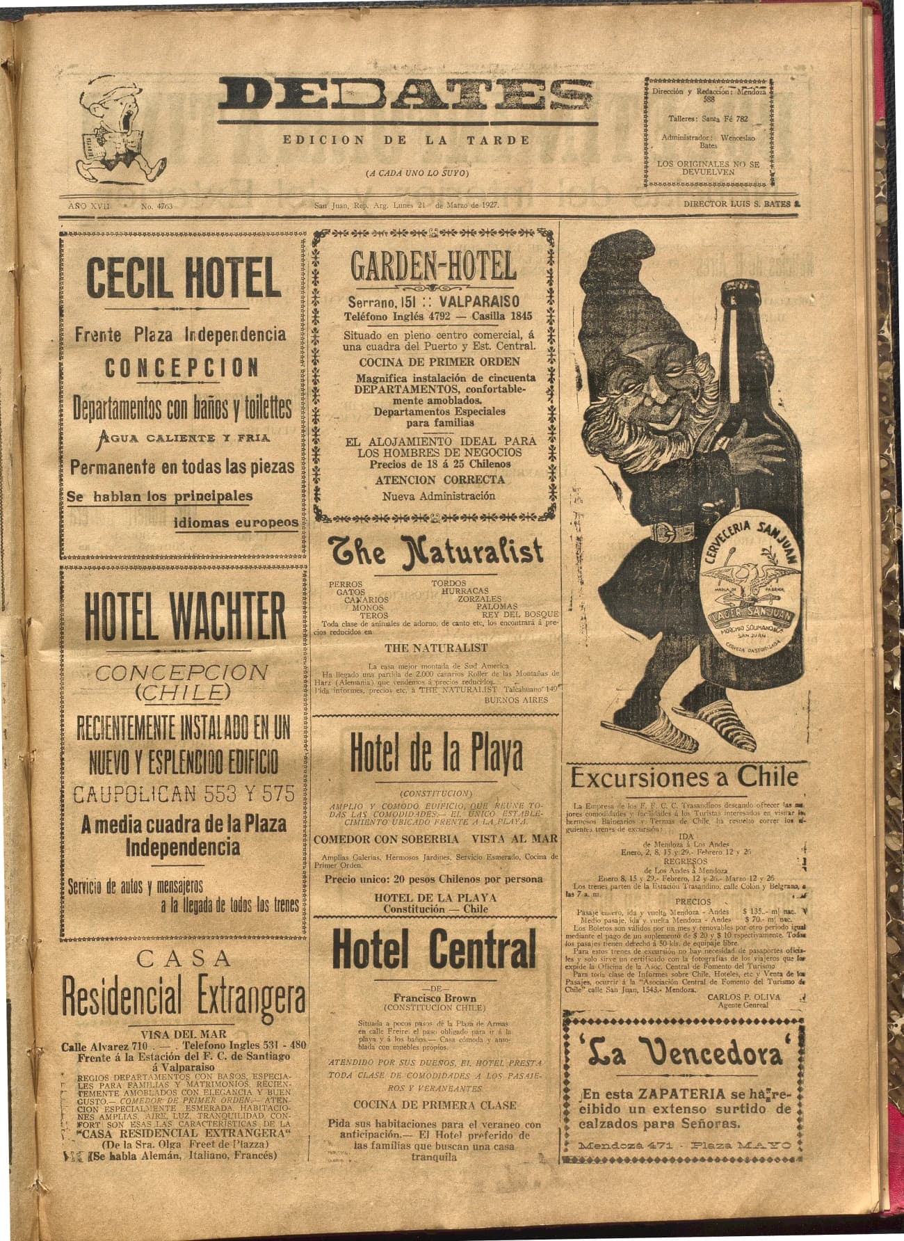 Portada · Diario Debates del 21 de marzo de 1927