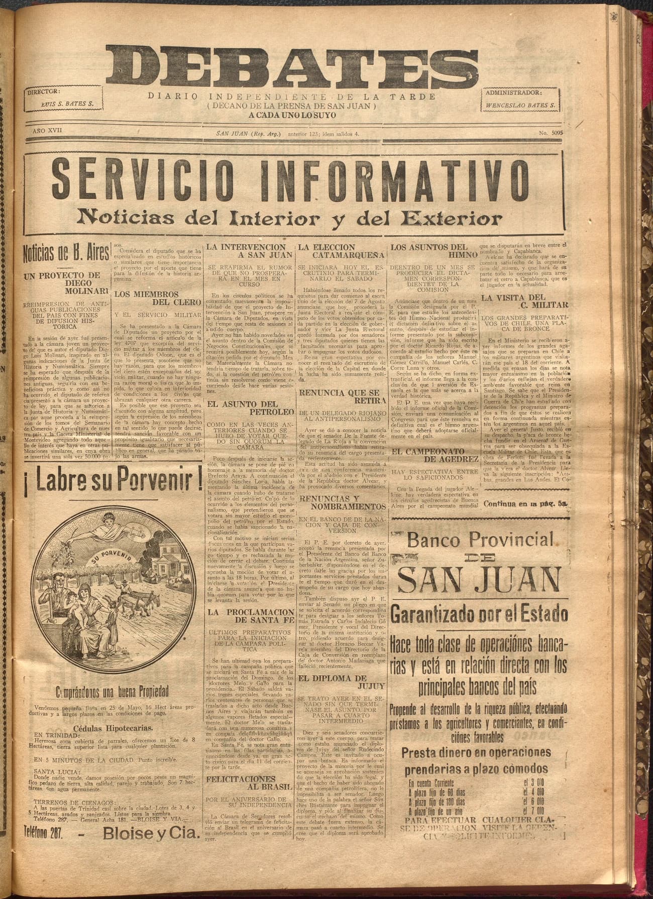 Portada · Diario Debates del 8 de septiembre de 1927