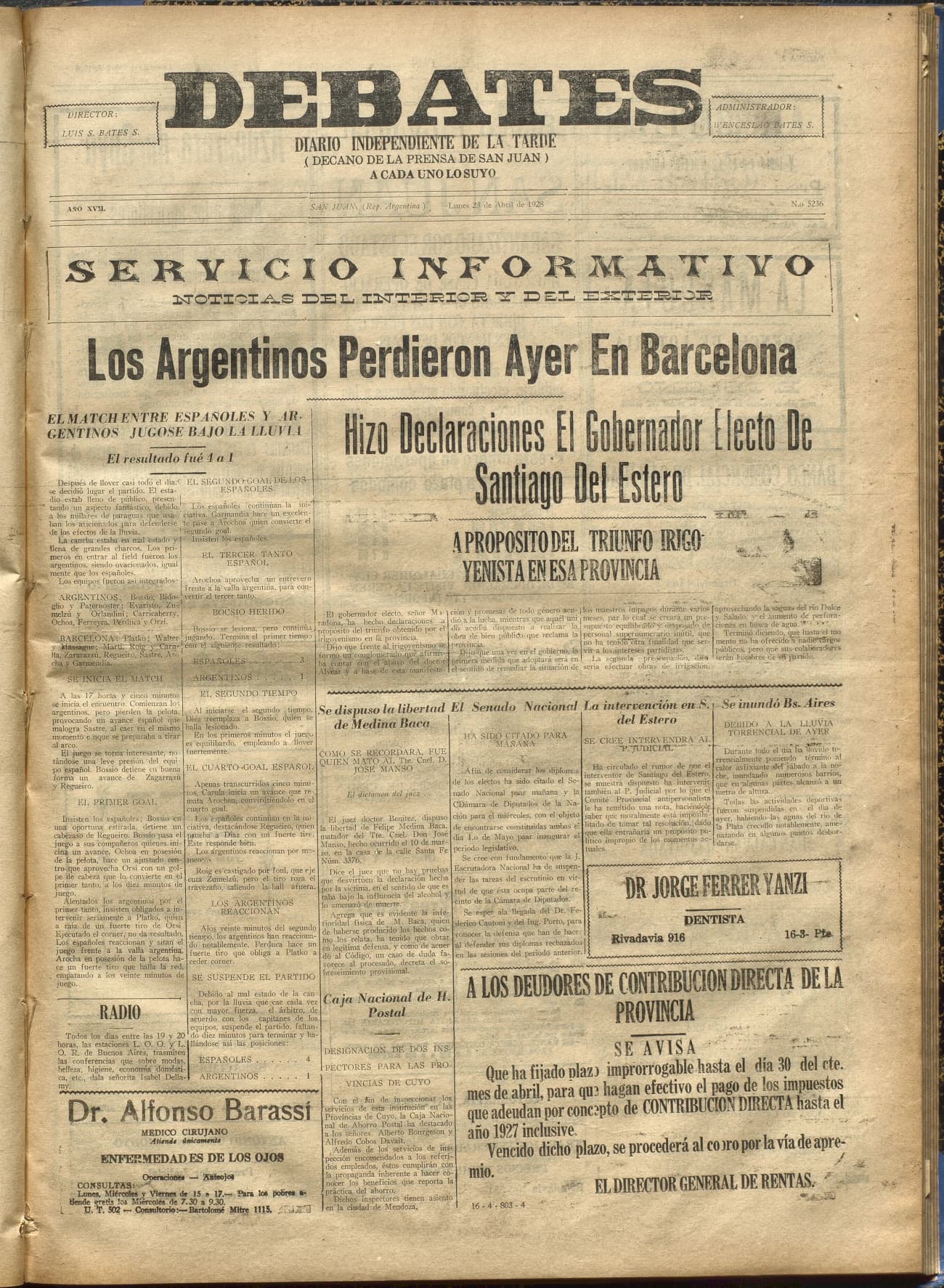 Portada · Diario Debates del 23 de abril de 1928