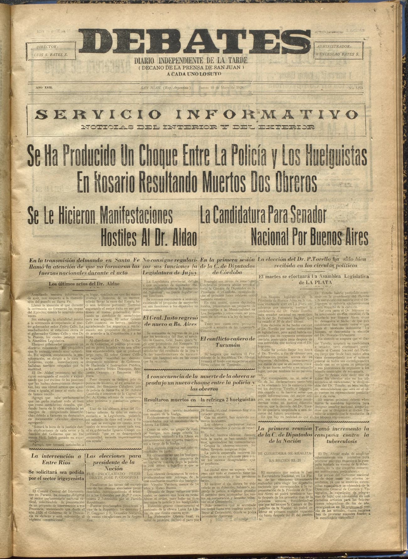 Portada · Diario Debates del 10 de mayo de 1928