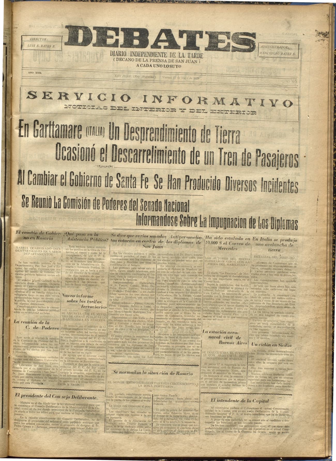 Portada · Diario Debates del 11 de mayo de 1928