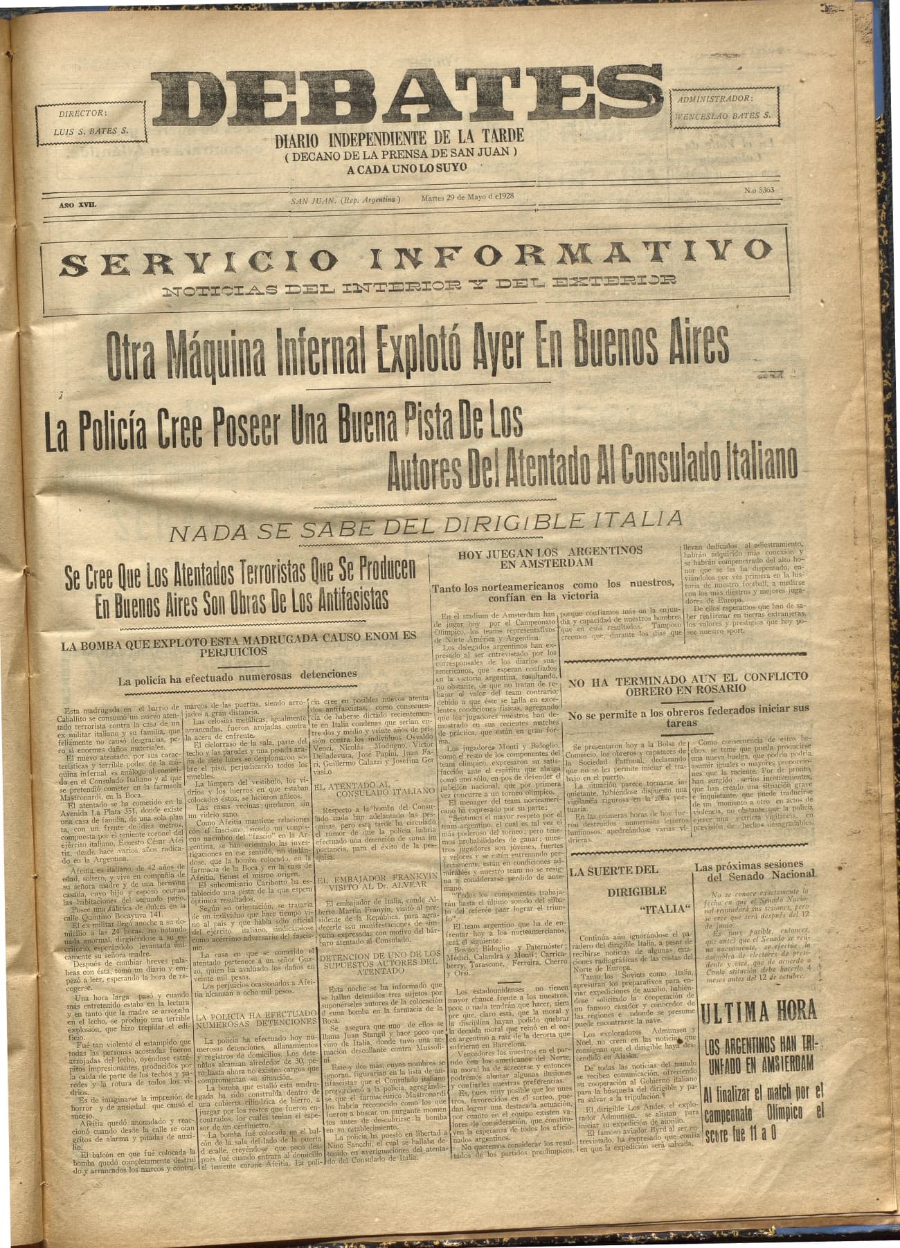 Portada · Diario Debates del 29 de mayo de 1928