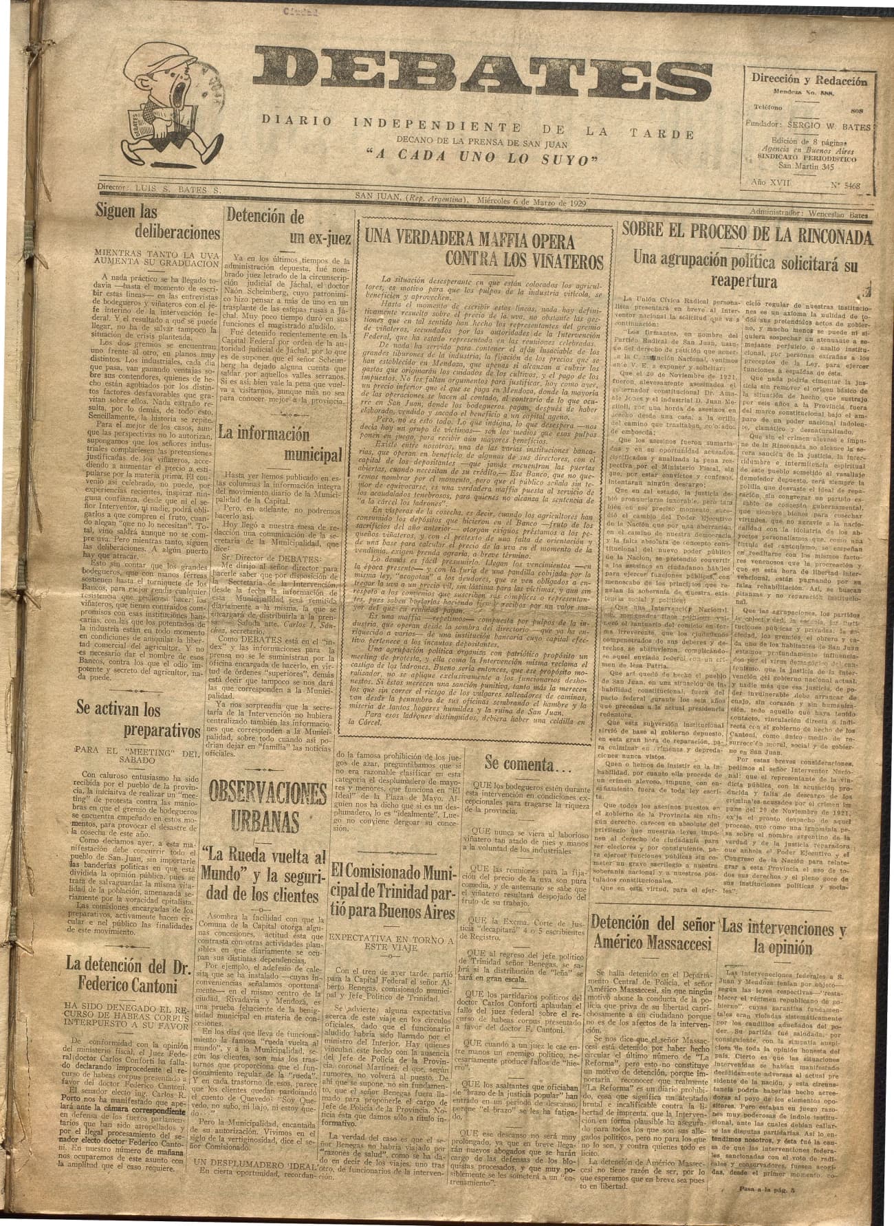Portada · Diario Debates del 6 de marzo de 1929