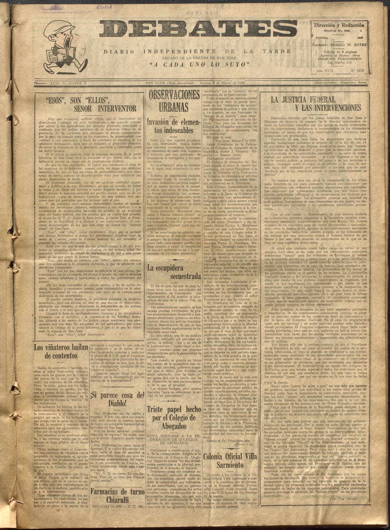 Portada · Diario Debates del 8 de marzo de 1929