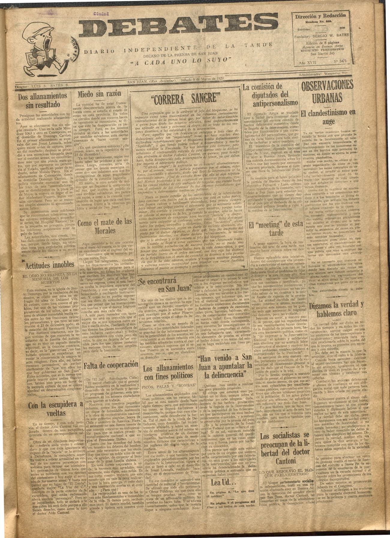 Portada · Diario Debates del 9 de marzo de 1929