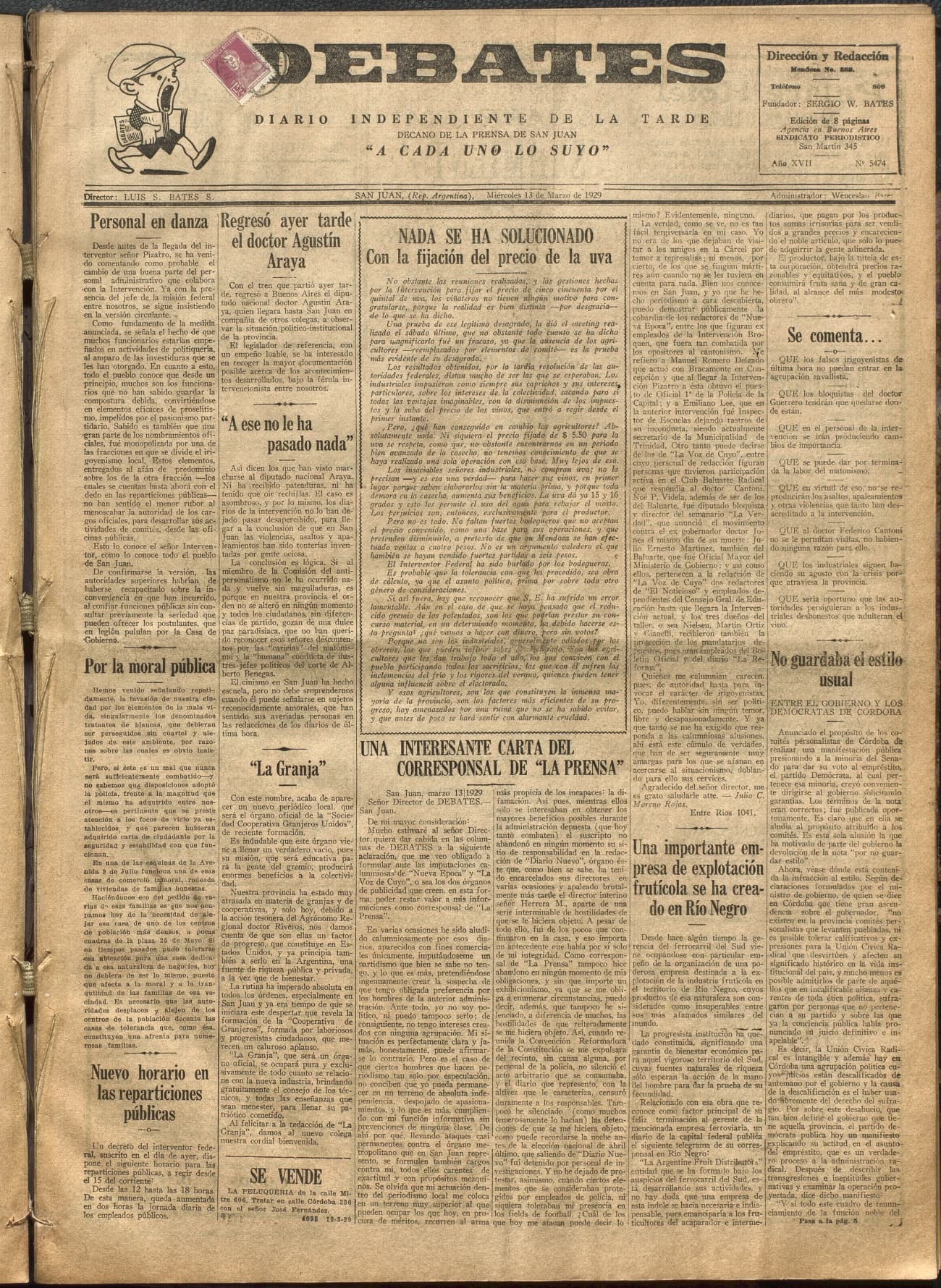 Portada · Diario Debates del 13 de marzo de 1929