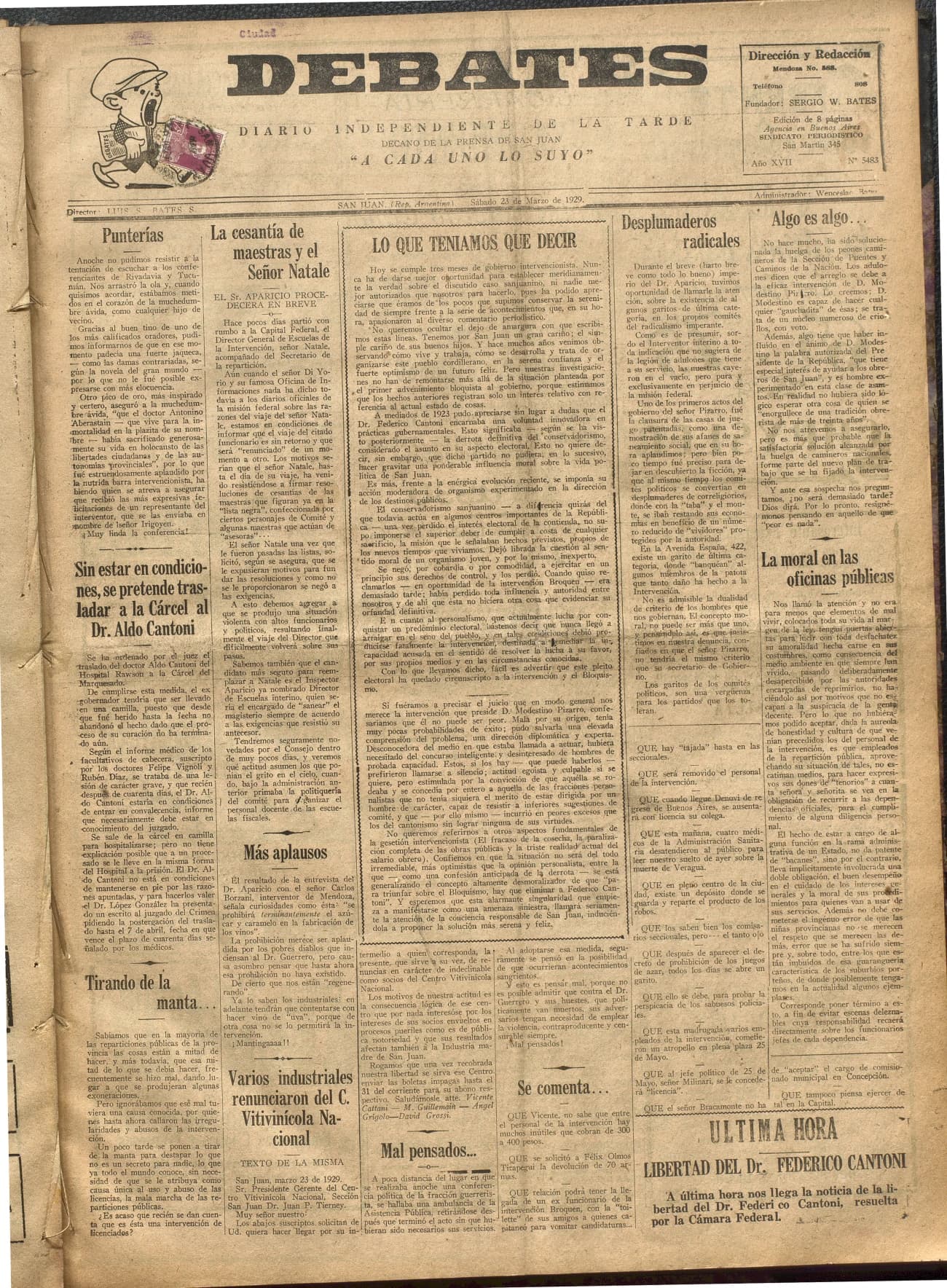 Portada · Diario Debates del 23 de marzo de 1929