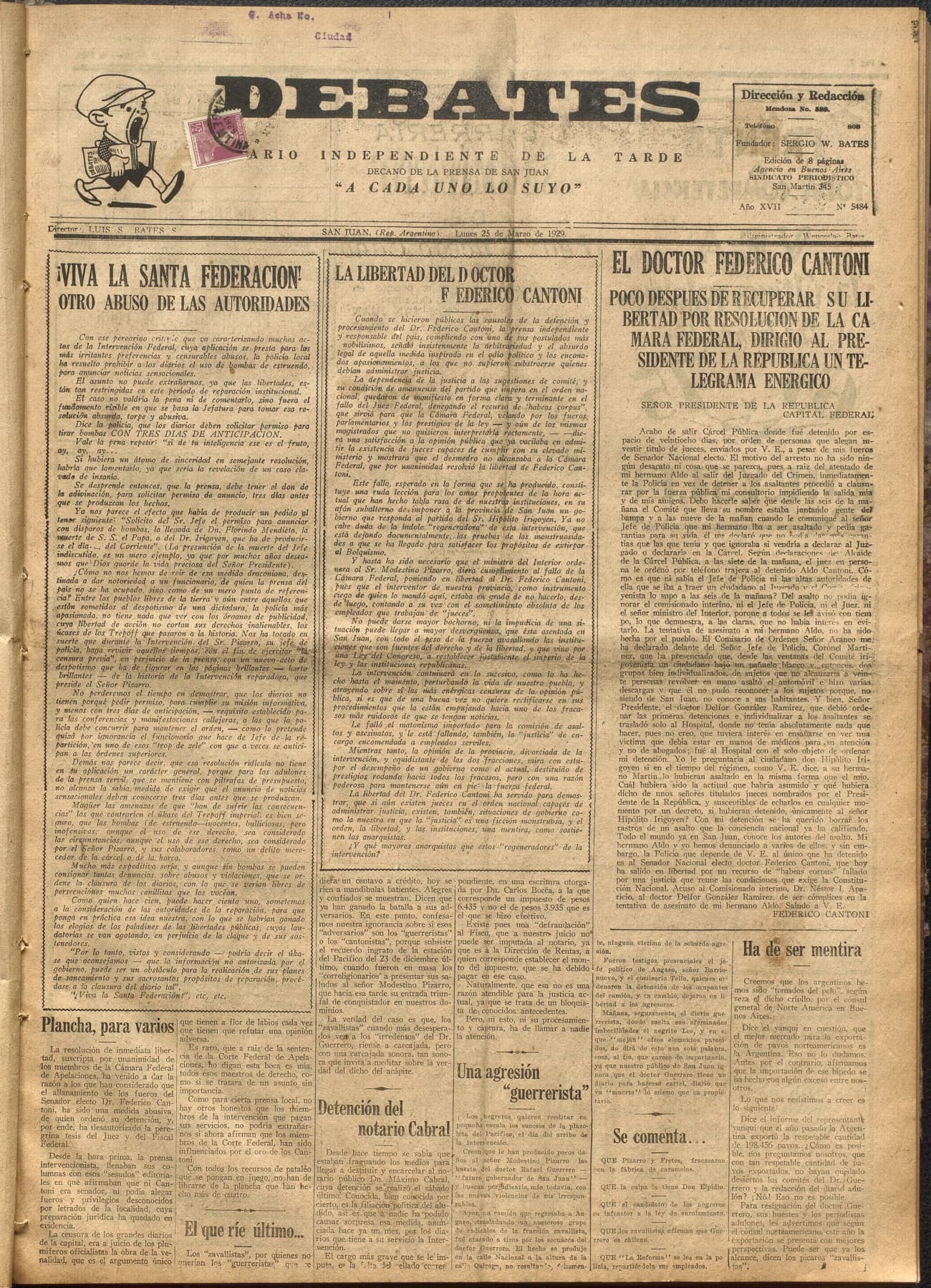 Portada · Diario Debates del 25 de marzo de 1929