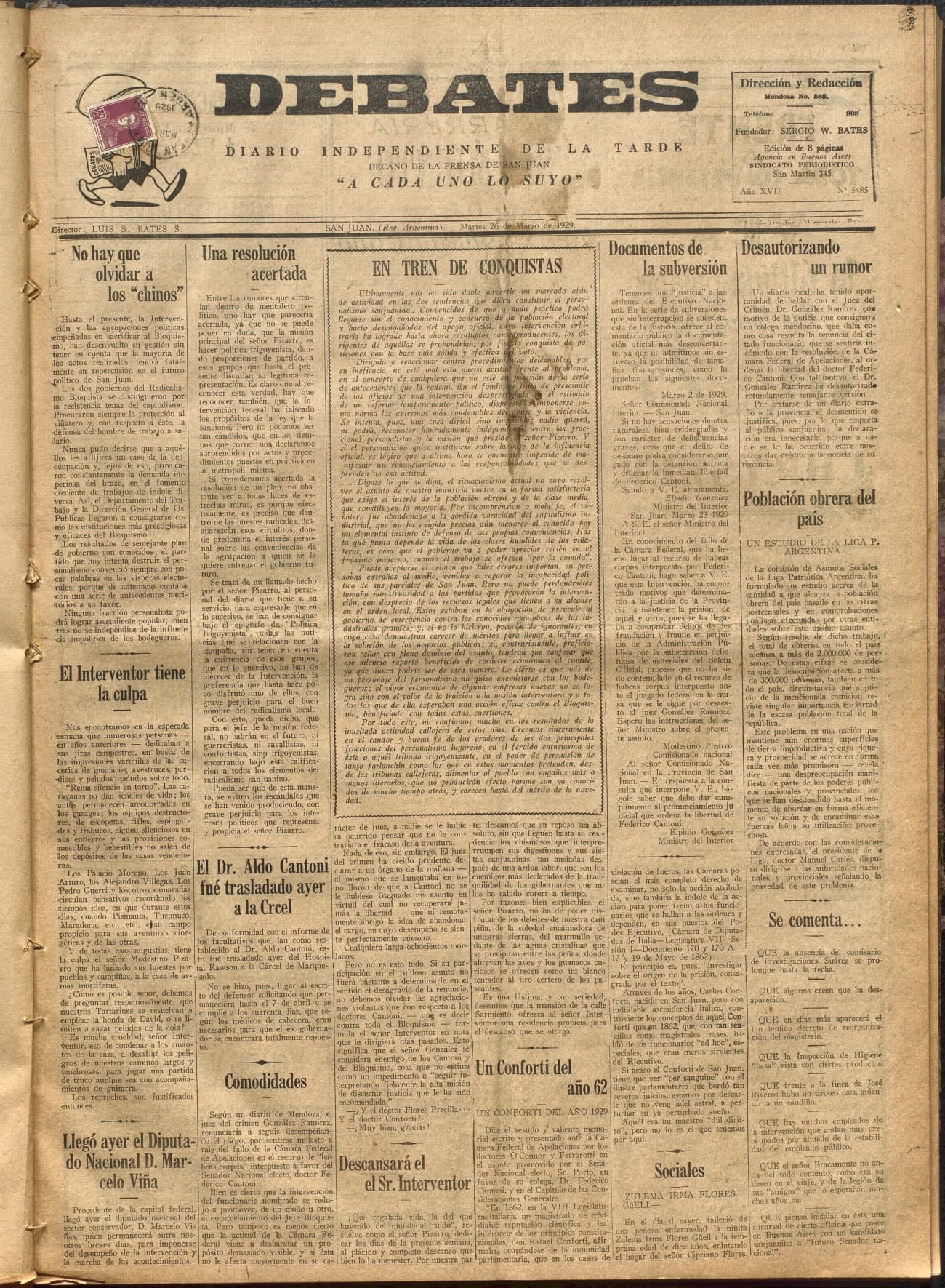 Portada · Diario Debates del 26 de marzo de 1929