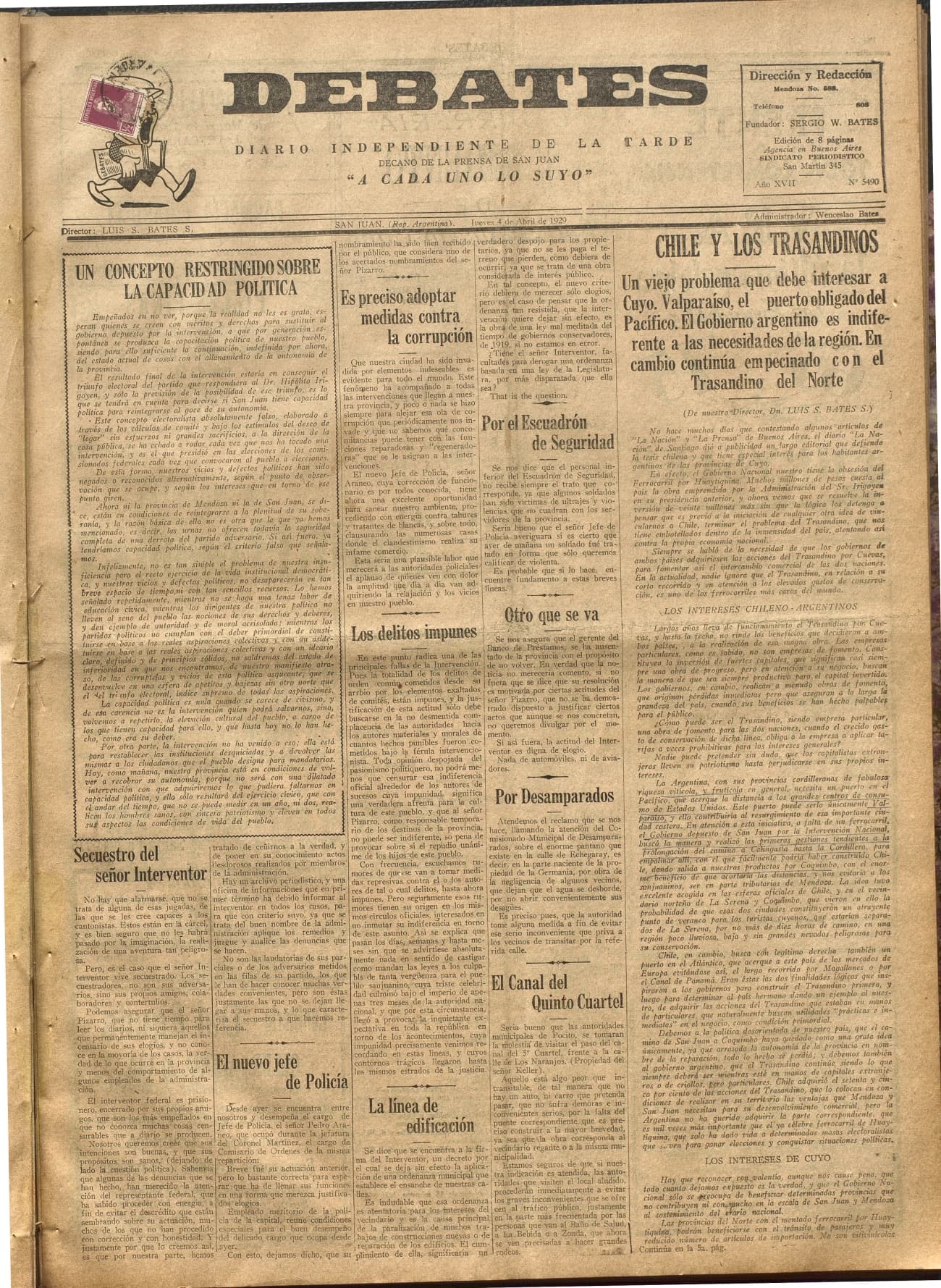 Portada · Diario Debates del 4 de abril de 1929