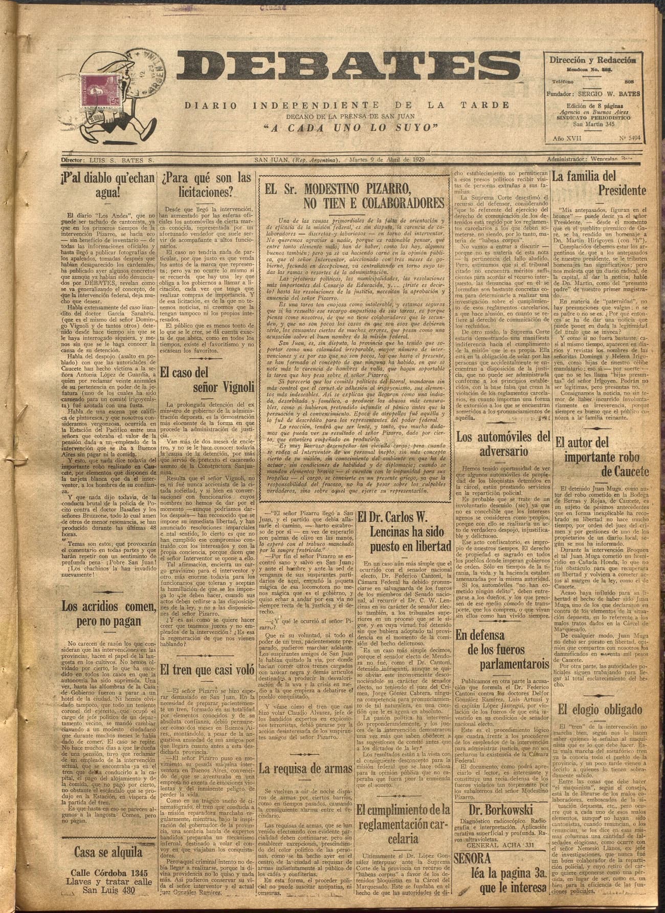 Portada · Diario Debates del 9 de abril de 1929