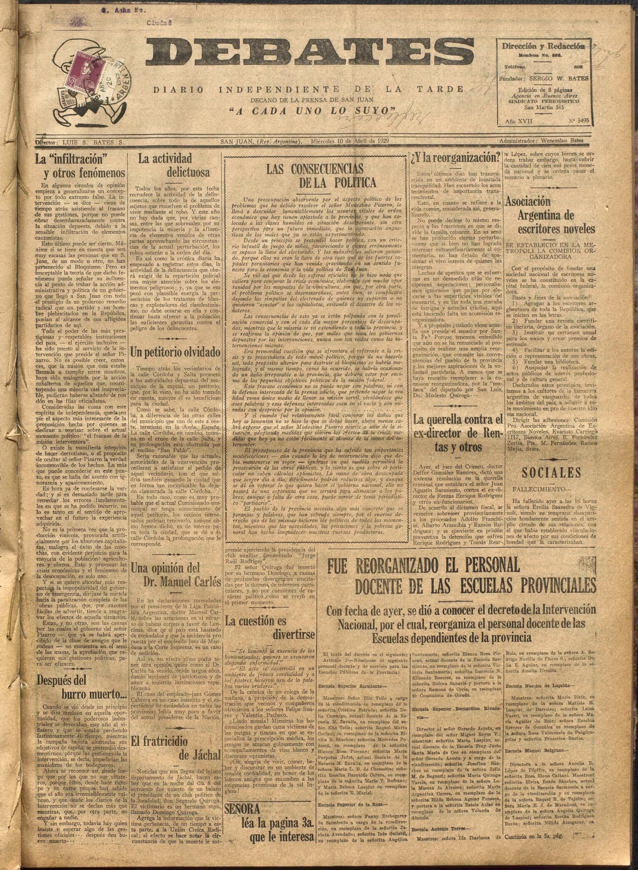 Portada · Diario Debates del 10 de abril de 1929