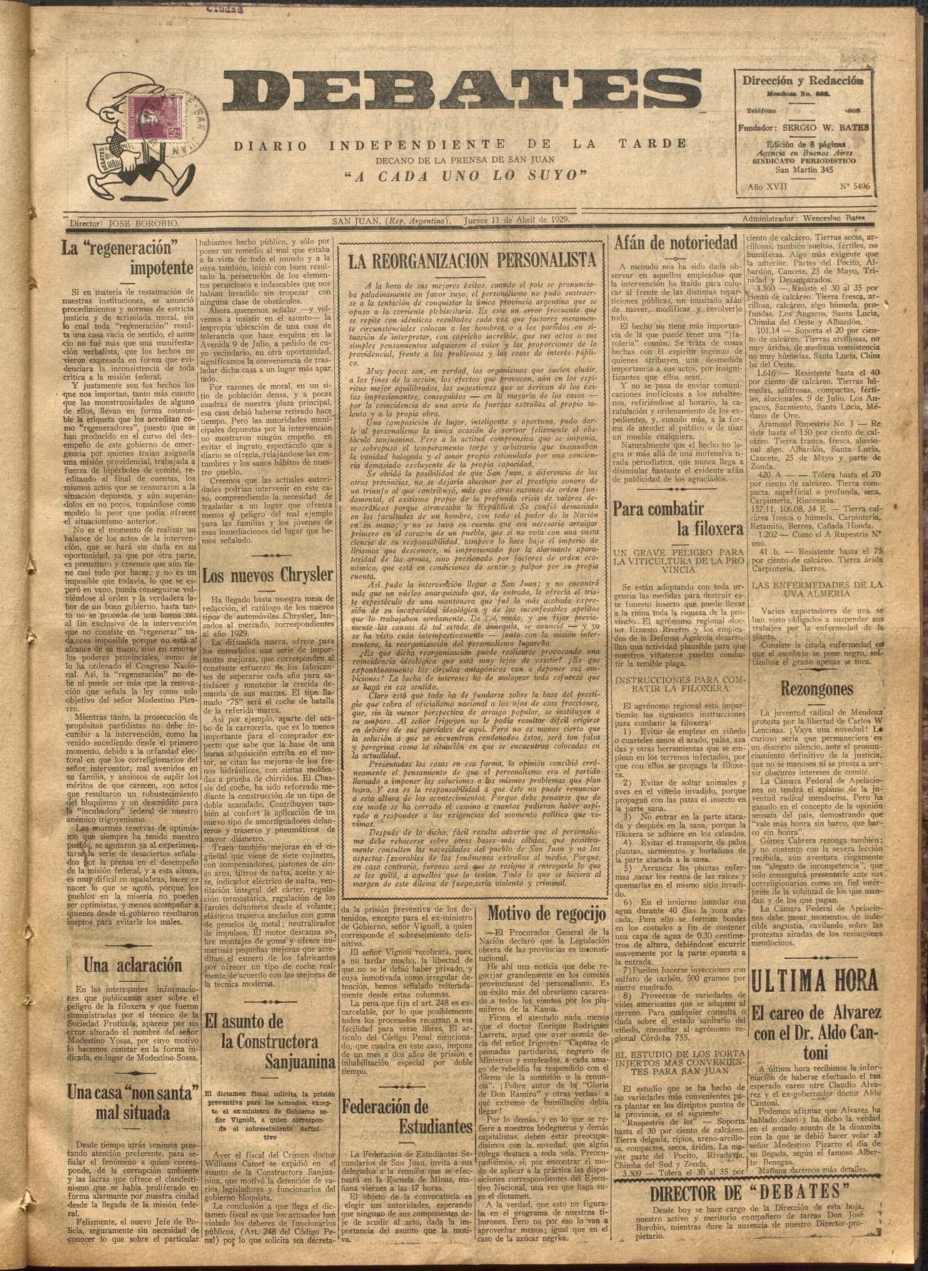 Portada · Diario Debates del 11 de abril de 1929