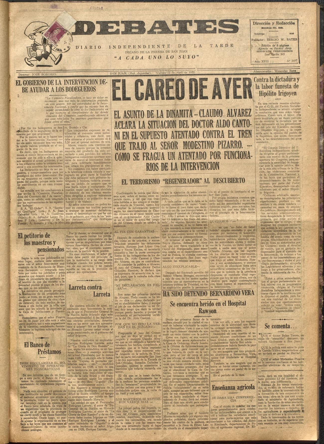 Portada · Diario Debates del 12 de abril de 1929
