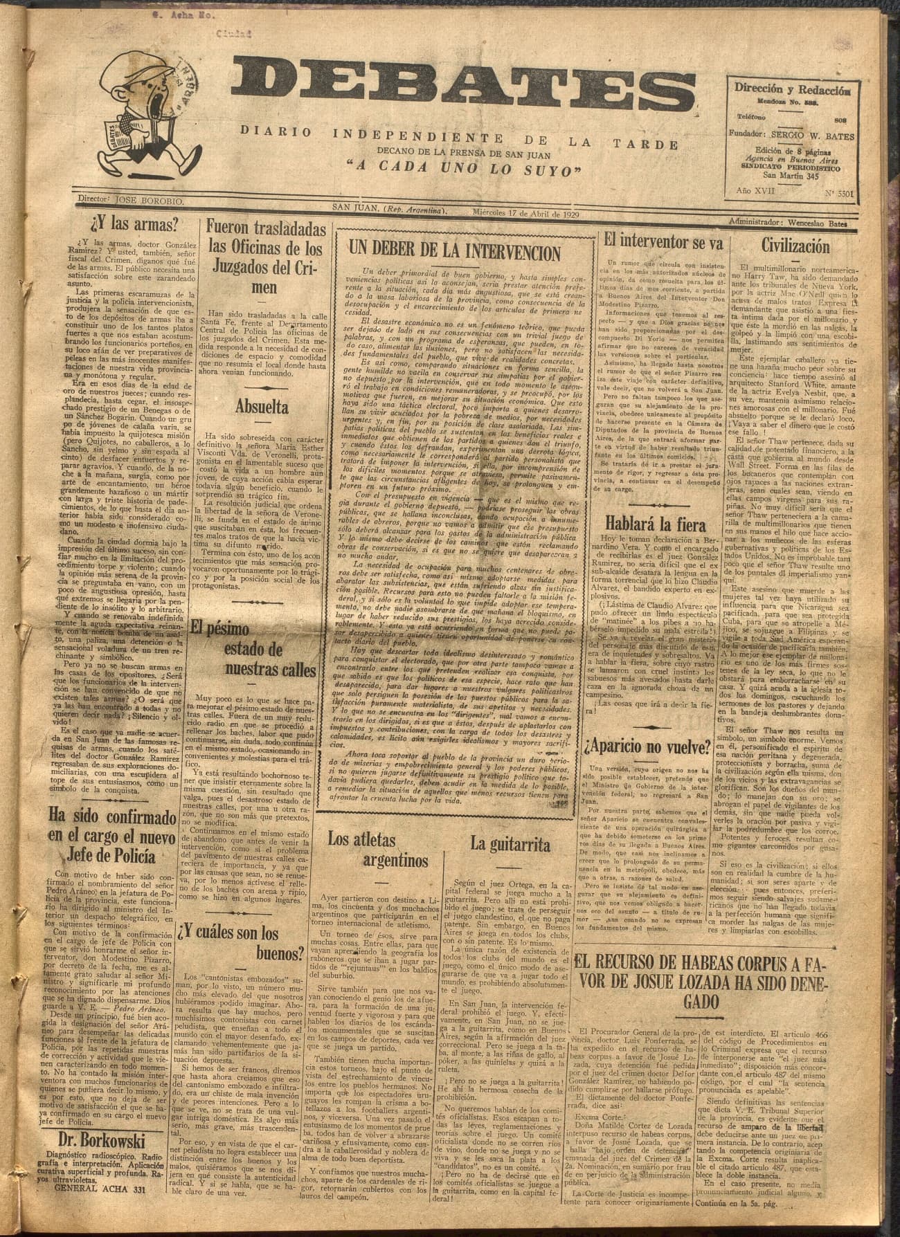 Portada · Diario Debates del 17 de abril de 1929