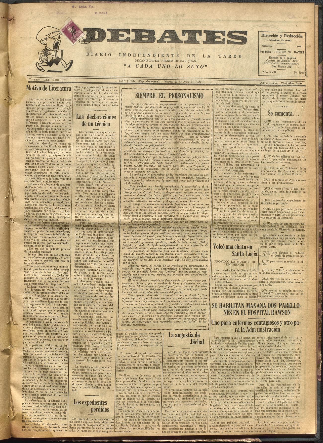 Portada · Diario Debates del 23 de abril de 1929