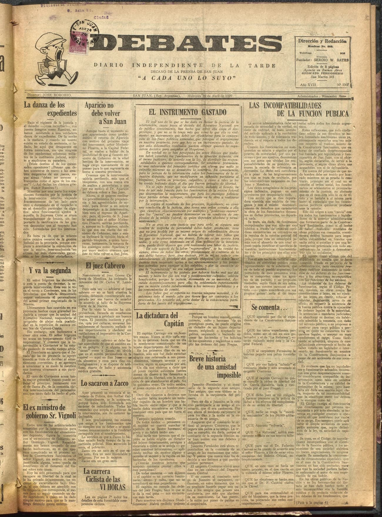 Portada · Diario Debates del 24 de abril de 1929