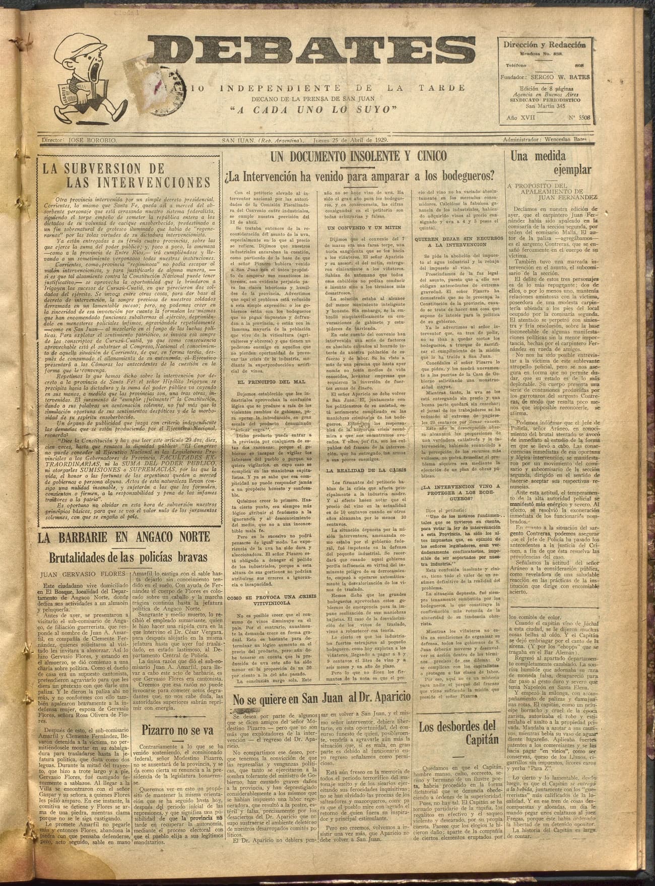 Portada · Diario Debates del 25 de abril de 1929