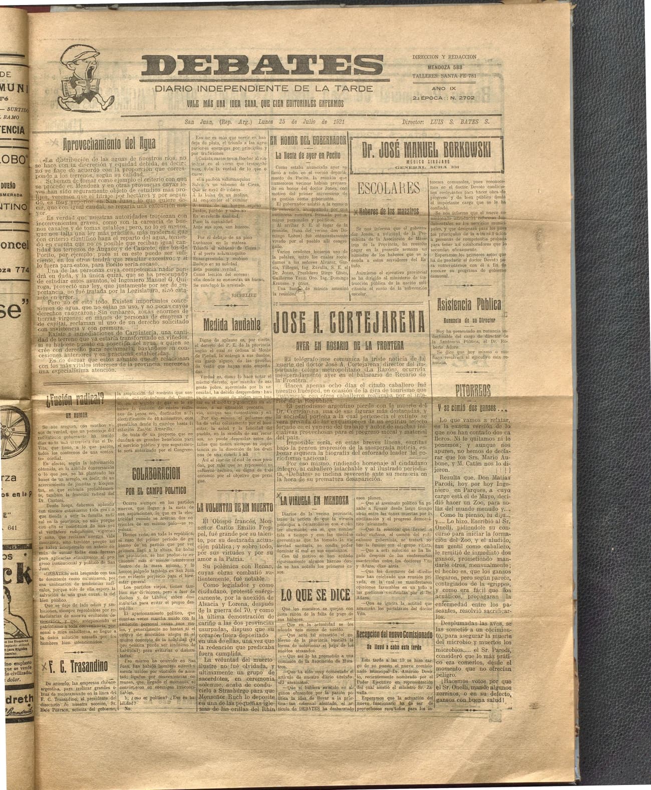 Portada · Diario Debates del 25 de julio de 1921
