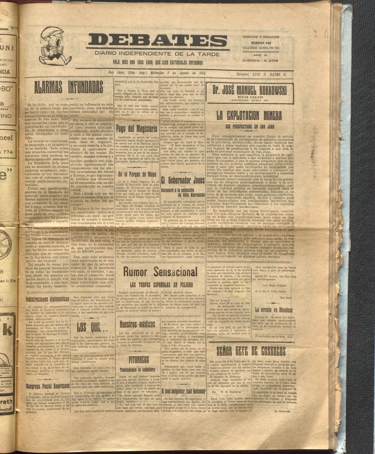 Portada · Diario Debates del 3 de agosto de 1921