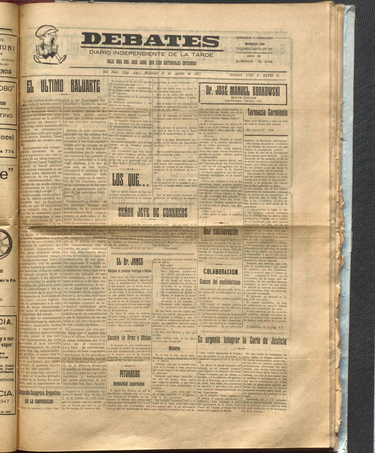 Portada · Diario Debates del 10 de agosto de 1921