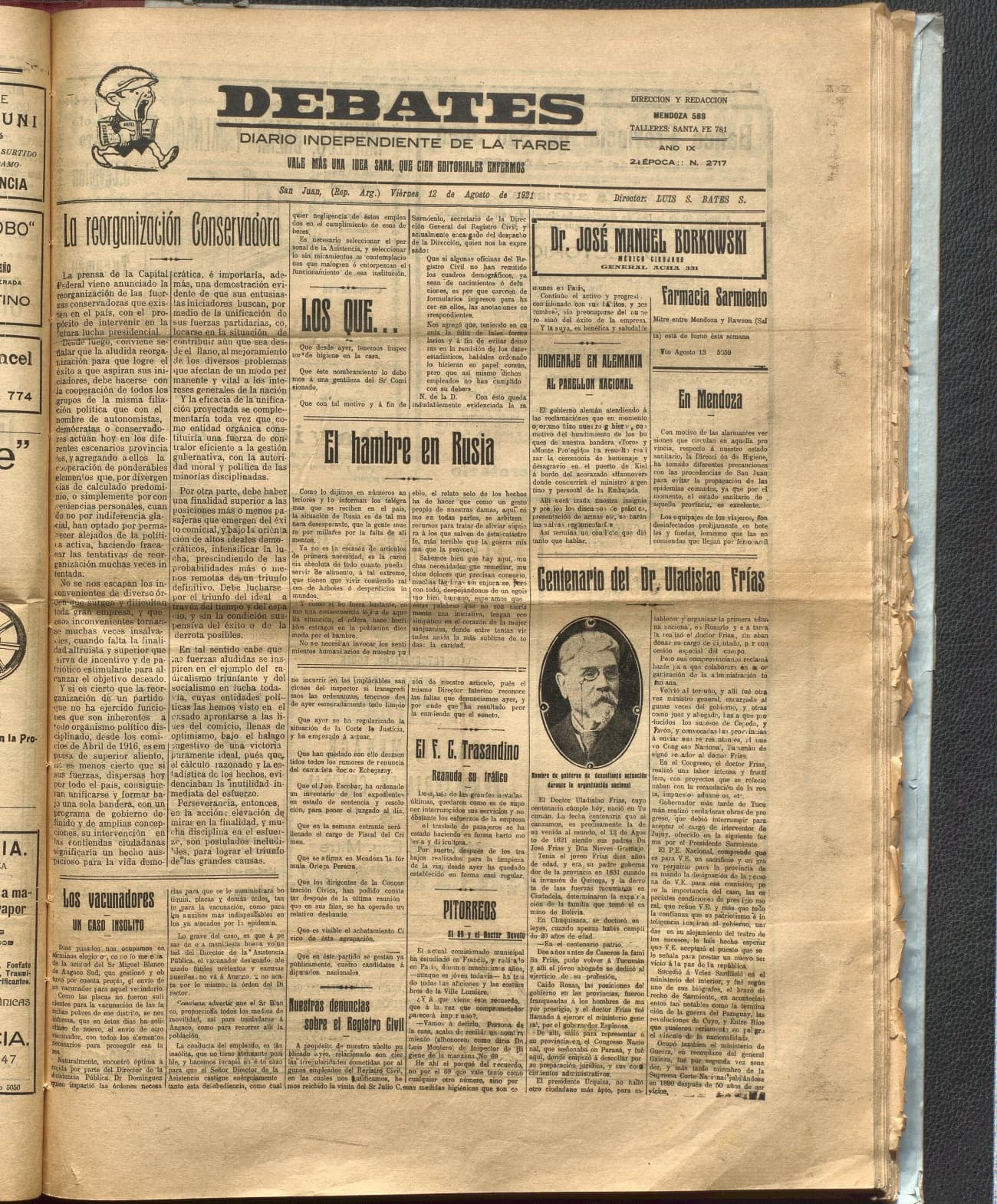 Portada · Diario Debates del 12 de agosto de 1921
