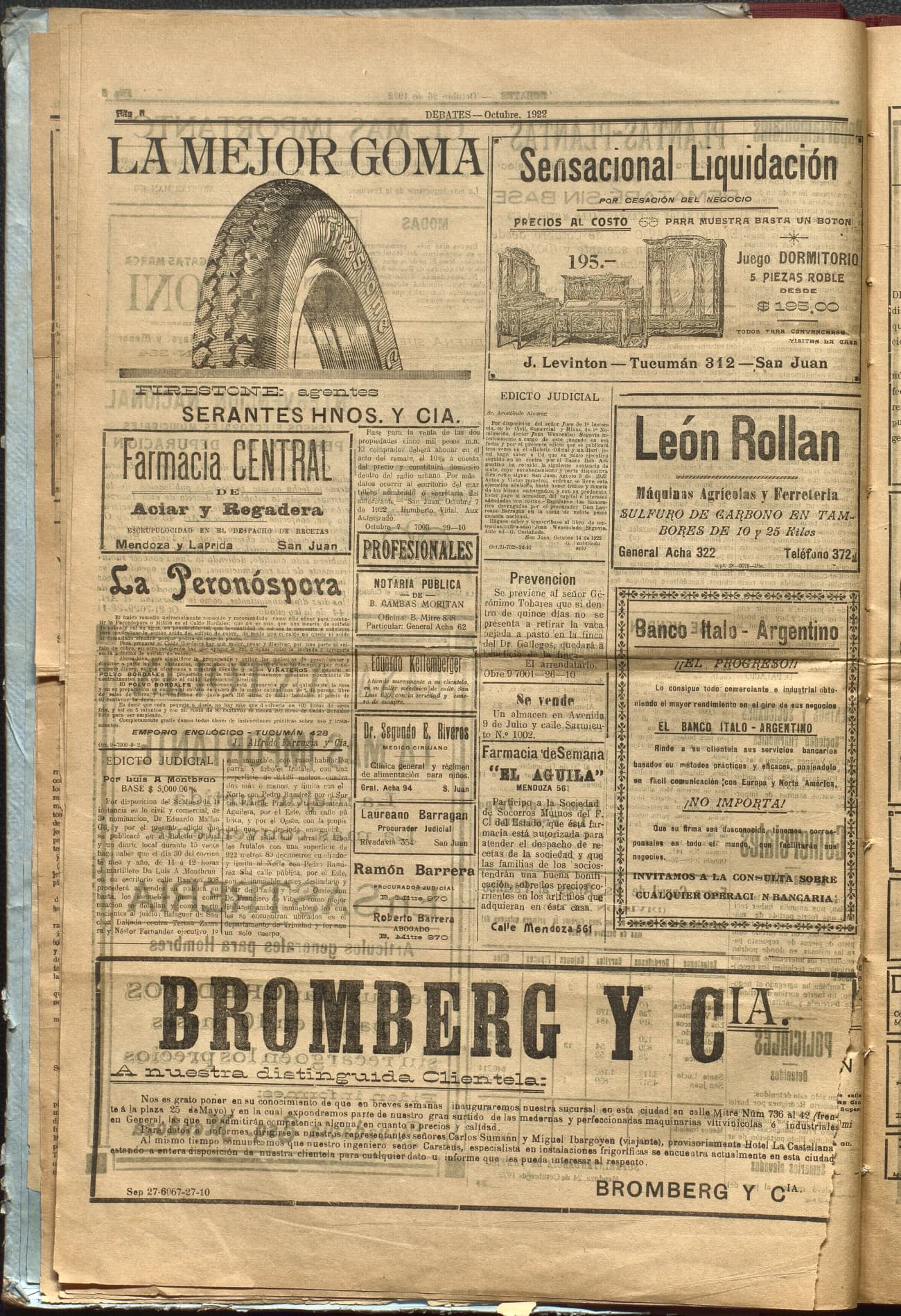 Portada · Diario Debates del 20 de agosto de 1921