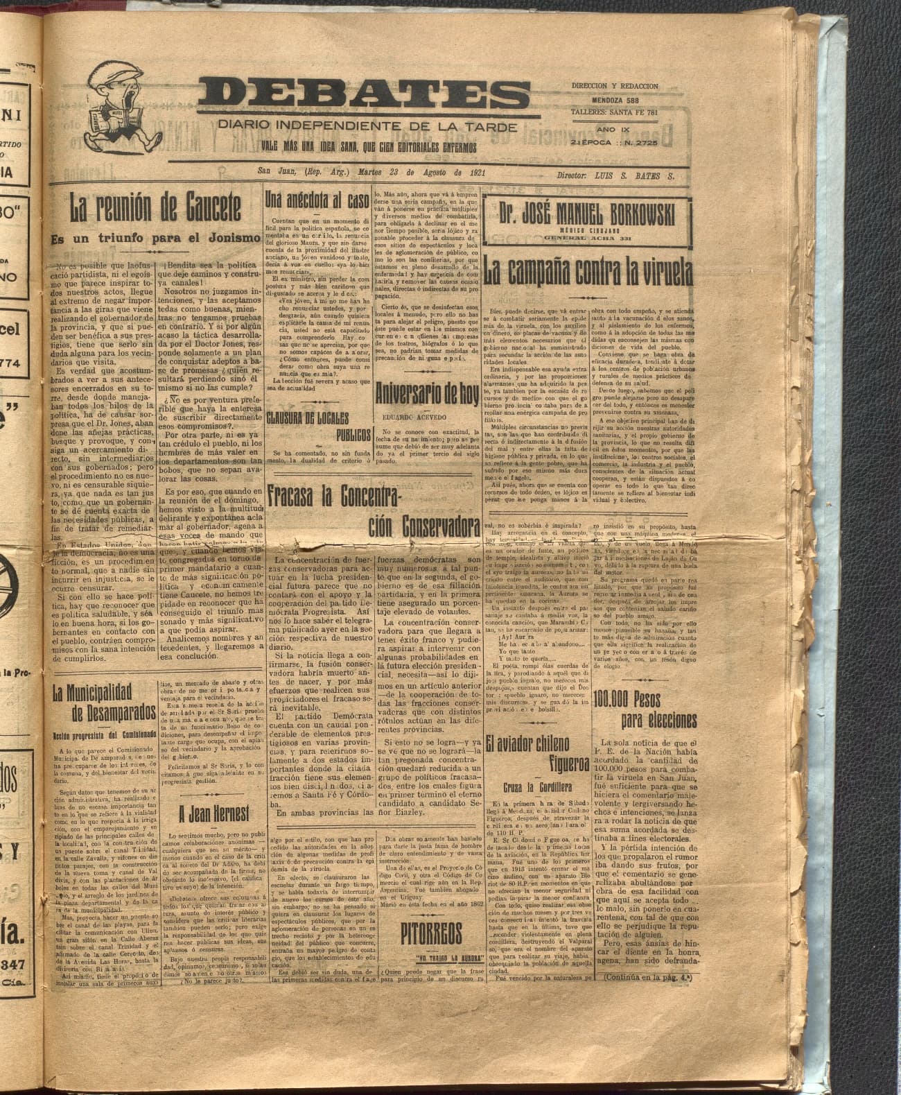 Portada · Diario Debates del 23 de agosto de 1921