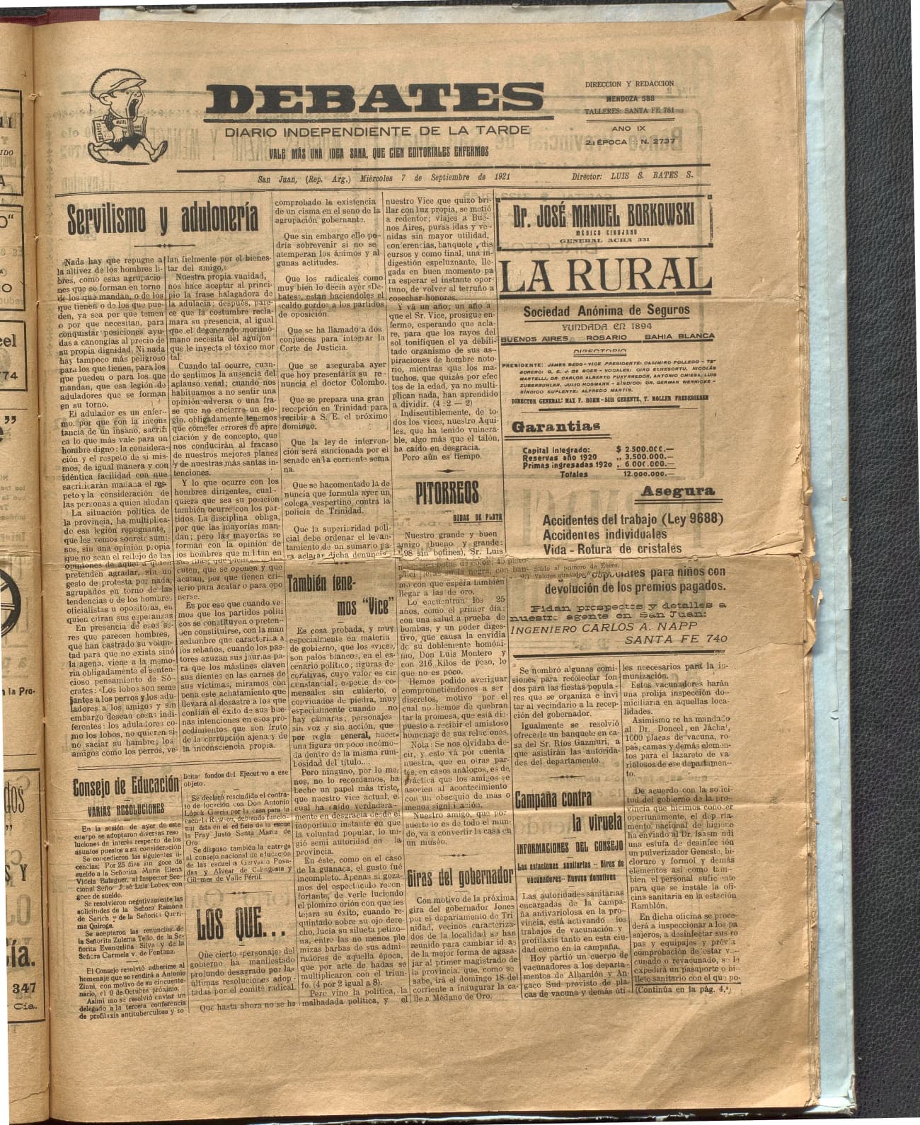 Portada · Diario Debates del 7 de septiembre de 1921