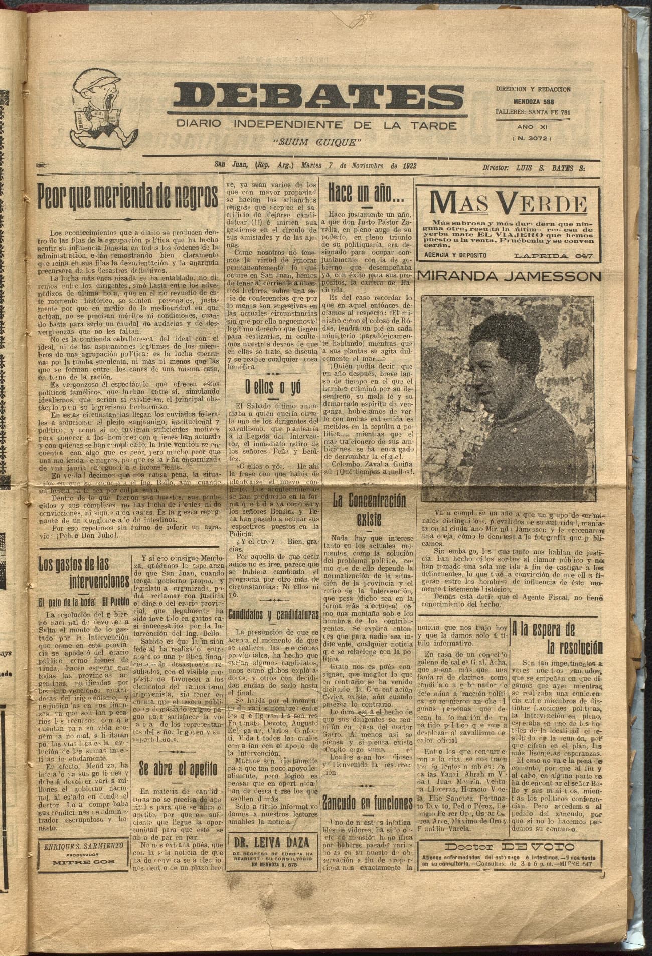 Portada · Diario Debates del 7 de noviembre de 1922