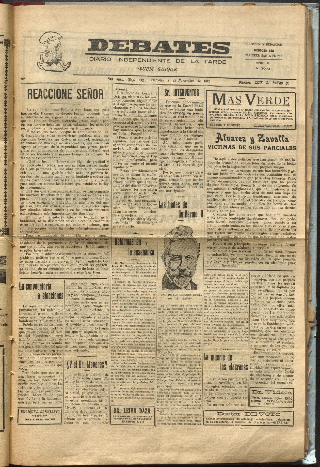Portada · Diario Debates del 8 de noviembre de 1922