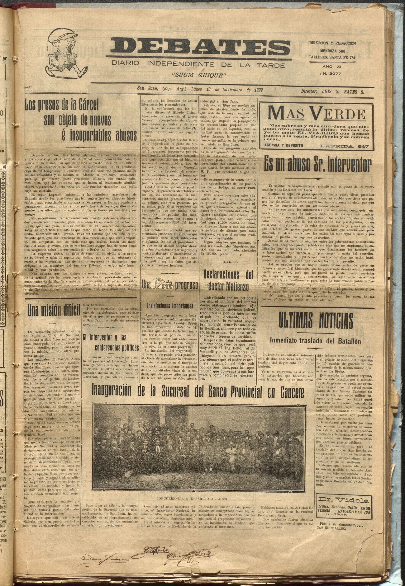 Portada · Diario Debates del 13 de noviembre de 1922