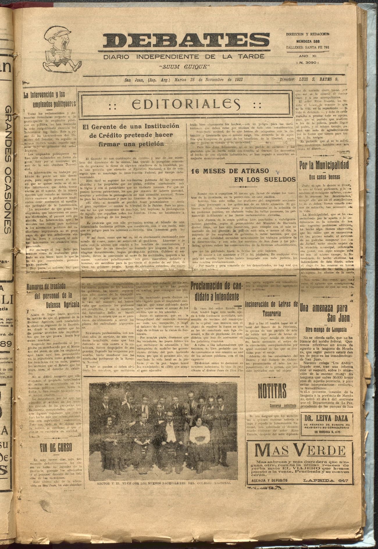 Portada · Diario Debates del 28 de noviembre de 1922