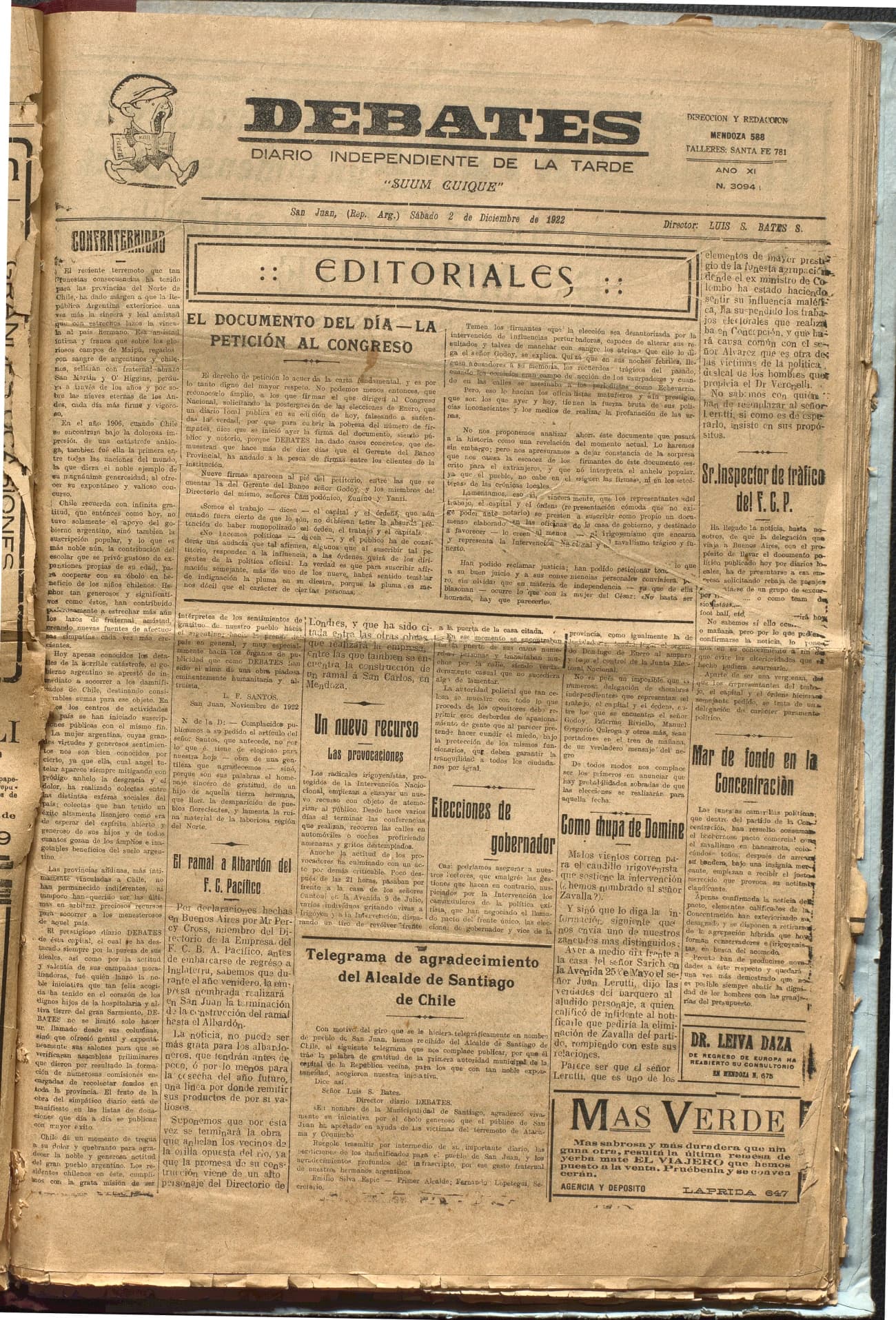 Portada · Diario Debates del 2 de diciembre de 1922