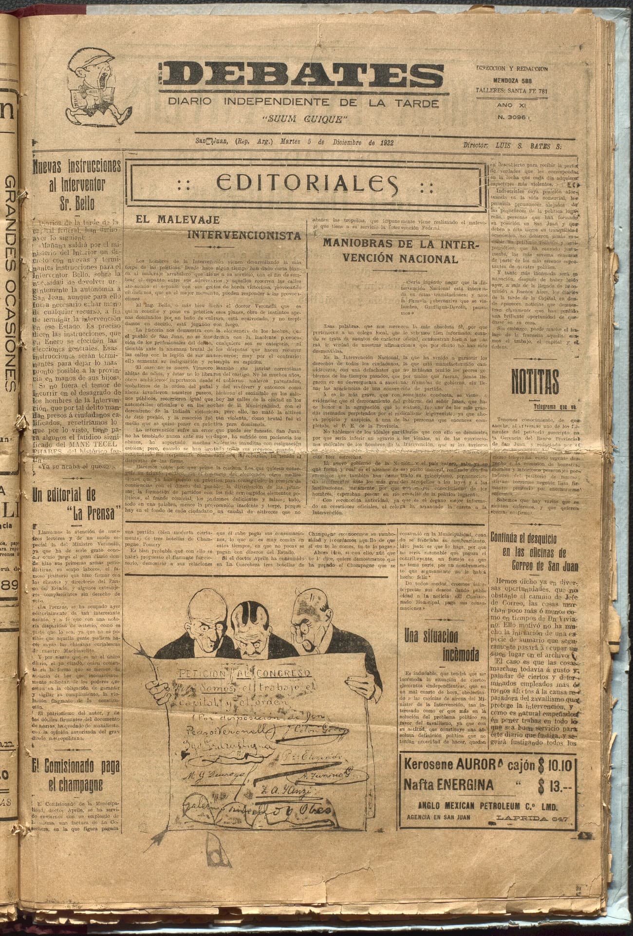 Portada · Diario Debates del 5 de diciembre de 1922