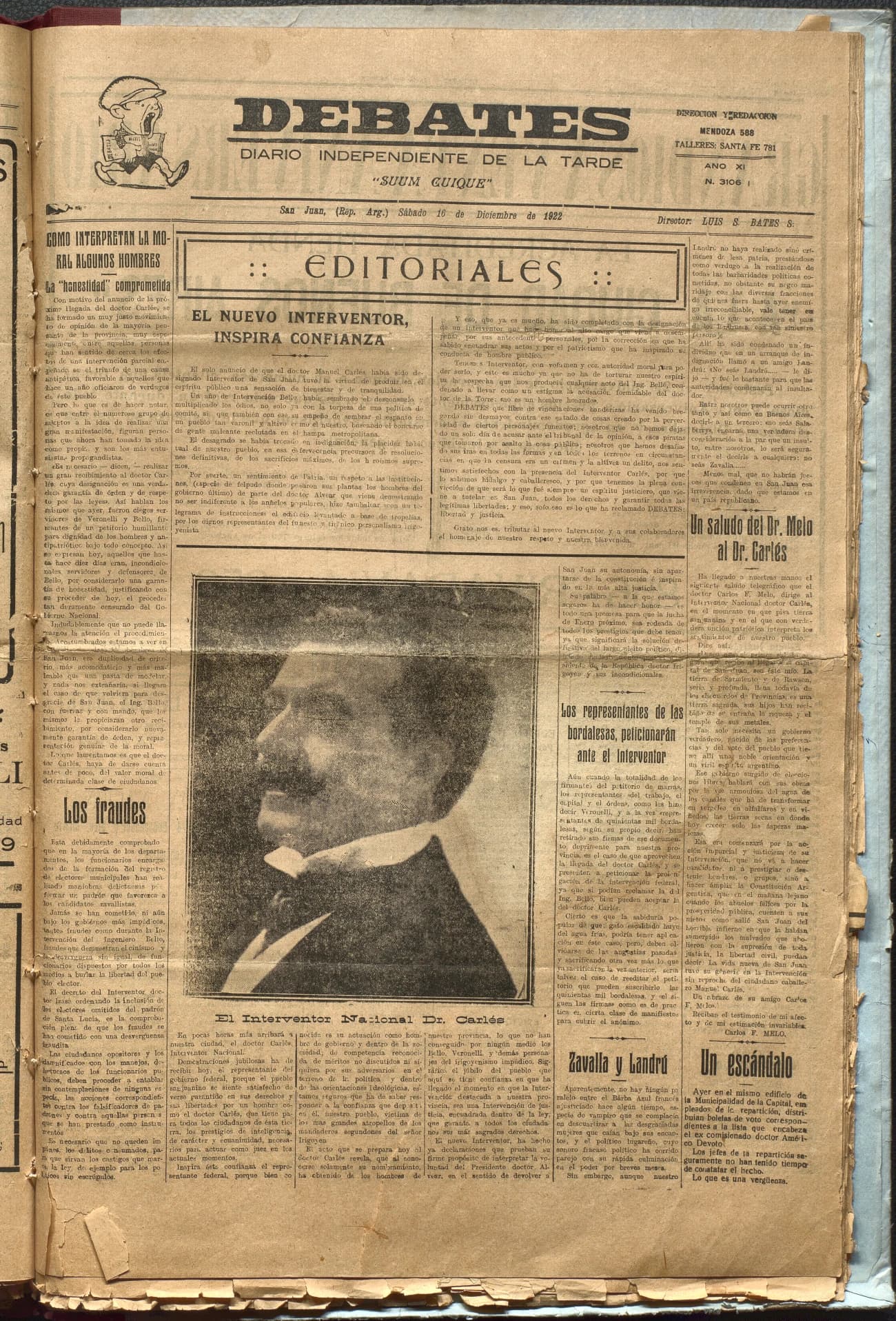Portada · Diario Debates del 16 de diciembre de 1922