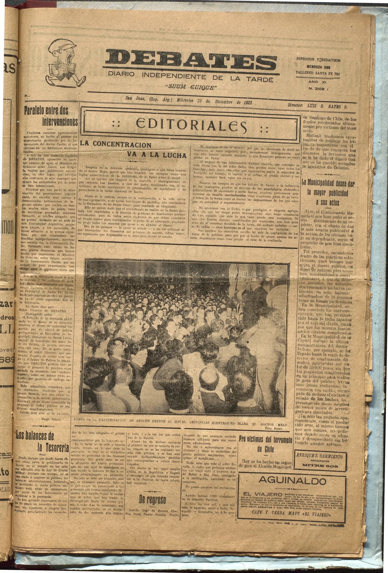 Portada · Diario Debates del 20 de diciembre de 1922
