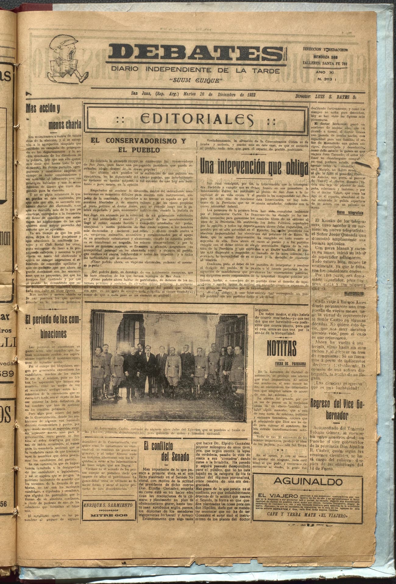 Portada · Diario Debates del 26 de diciembre de 1922