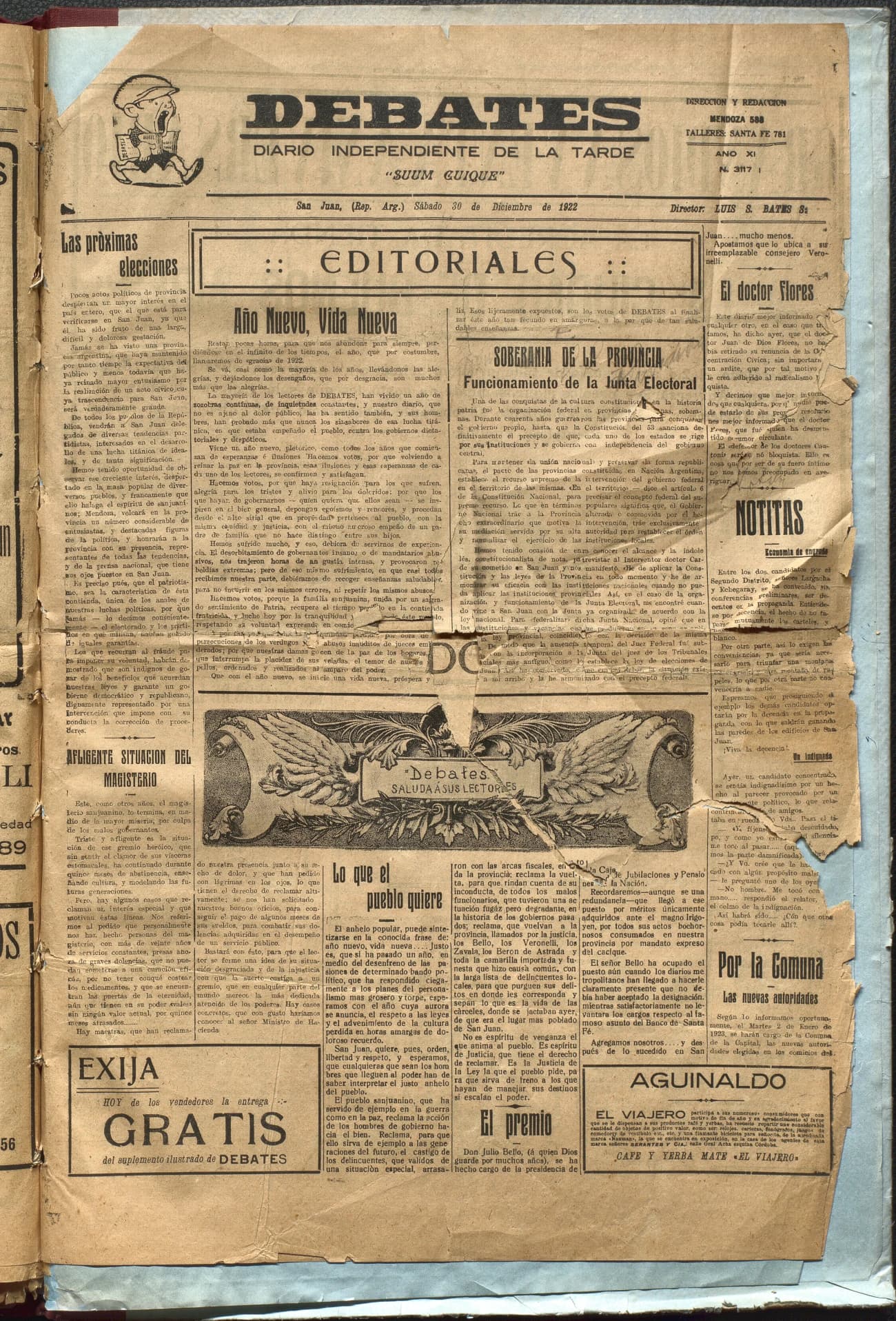 Portada · Diario Debates del 30 de diciembre de 1922