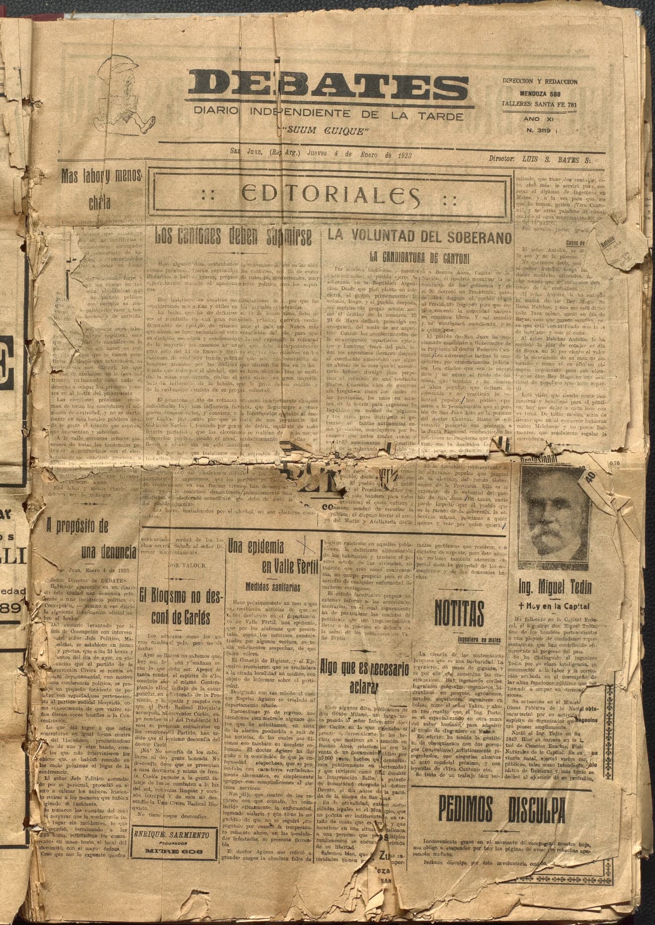 Portada · Diario Debates del 4 de enero de 1923