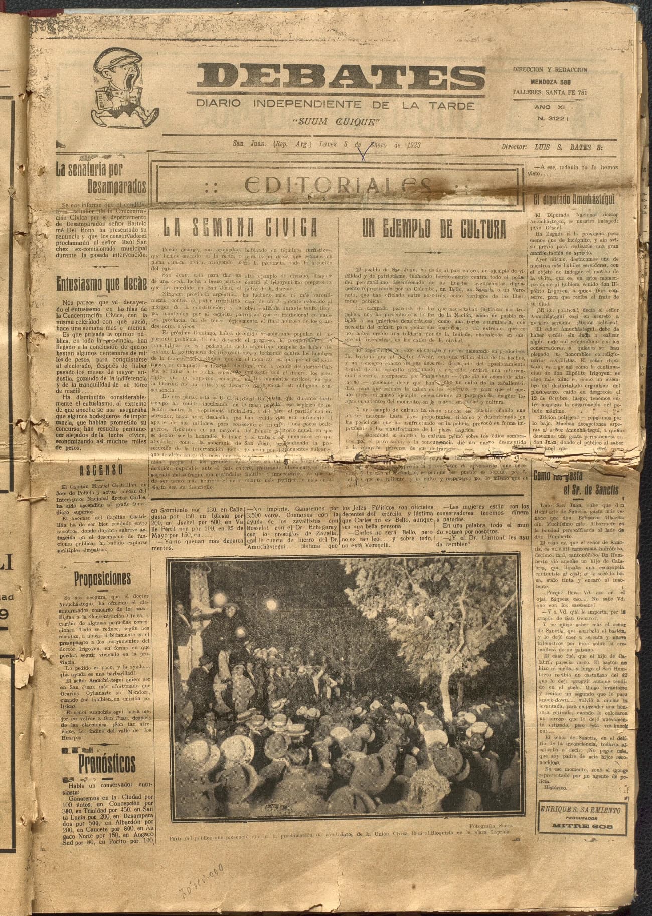 Portada · Diario Debates del 8 de enero de 1923