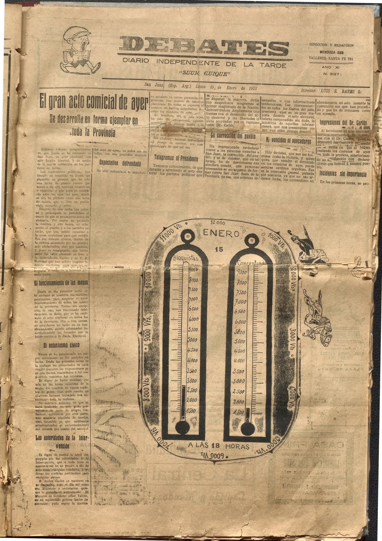 Portada · Diario Debates del 15 de enero de 1923