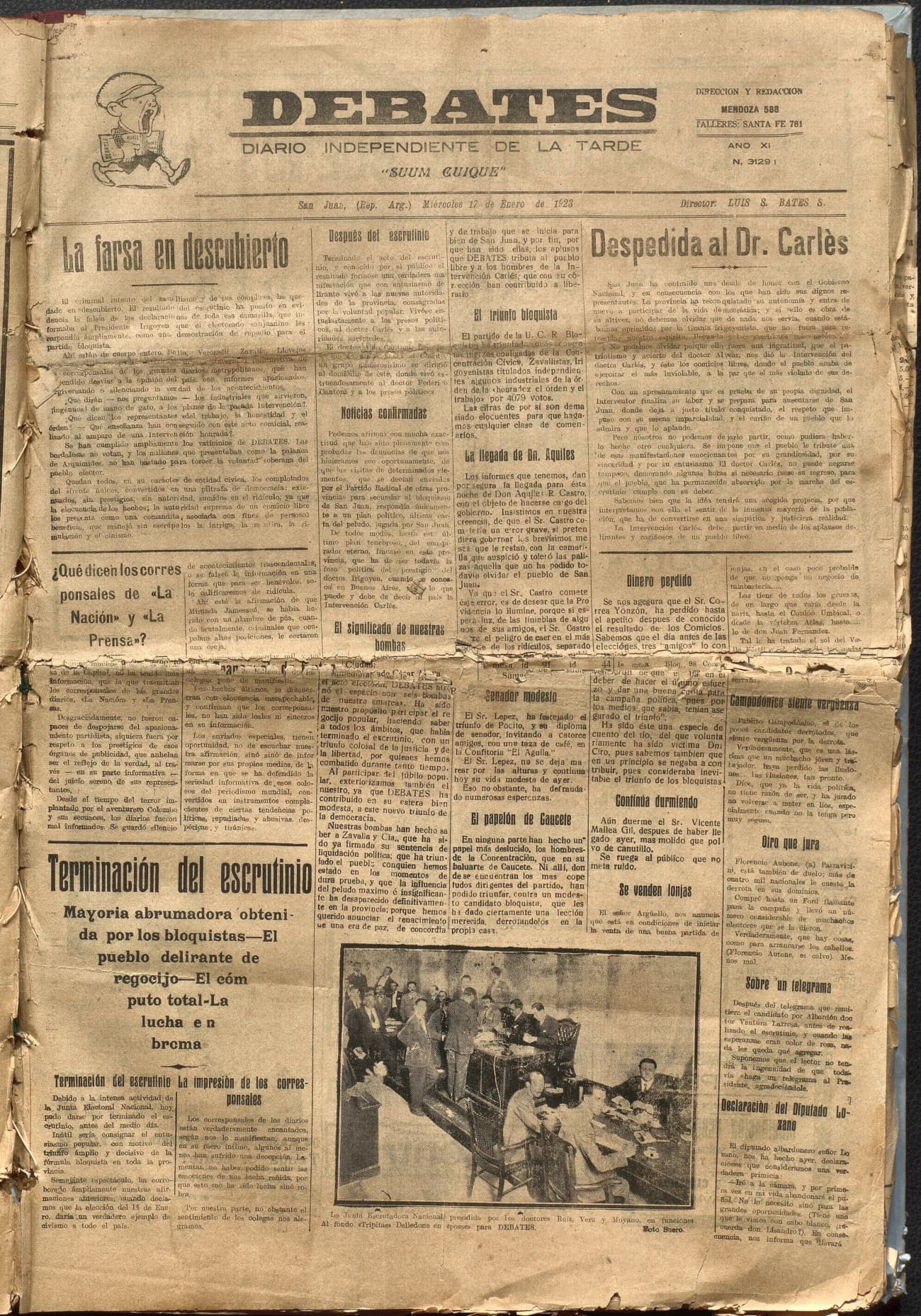 Portada · Diario Debates del 17 de enero de 1923