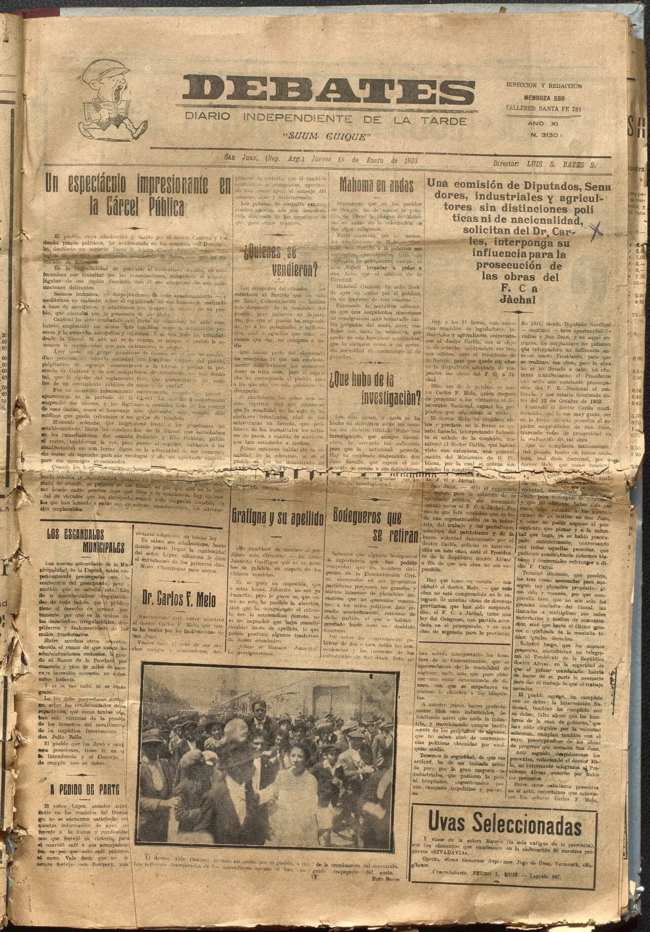 Portada · Diario Debates del 18 de enero de 1923